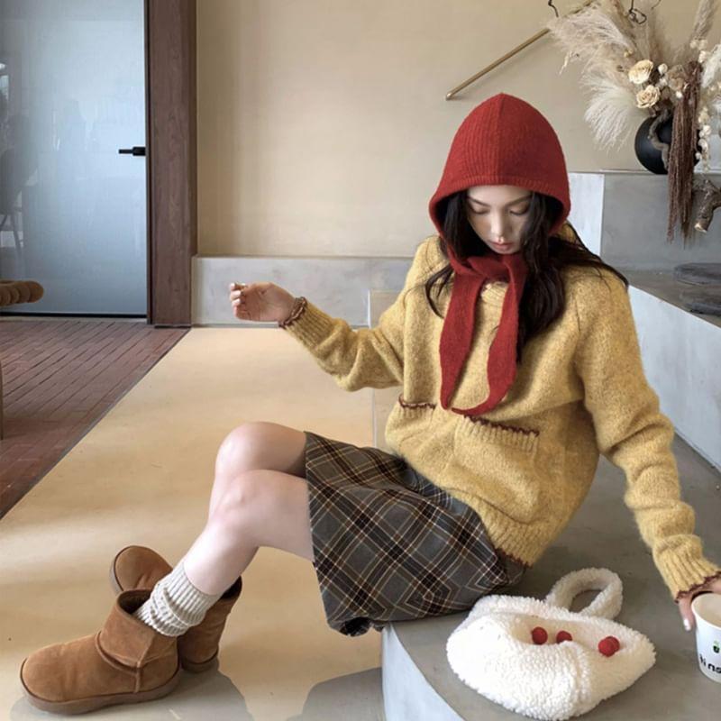 Turtleneck Contrast Trim Oversized Sweater Product Image