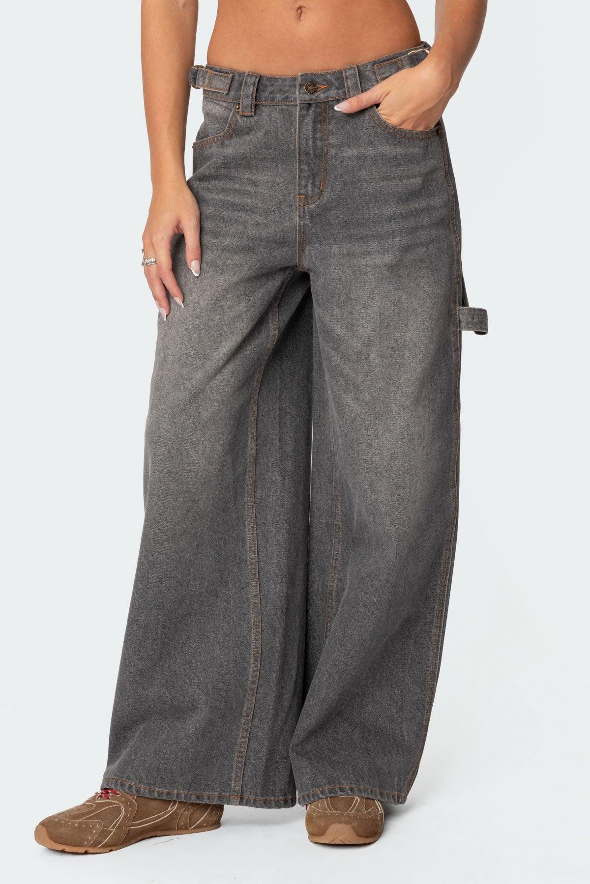 Baggy Washed Low Rise Carpenter Jeans Product Image