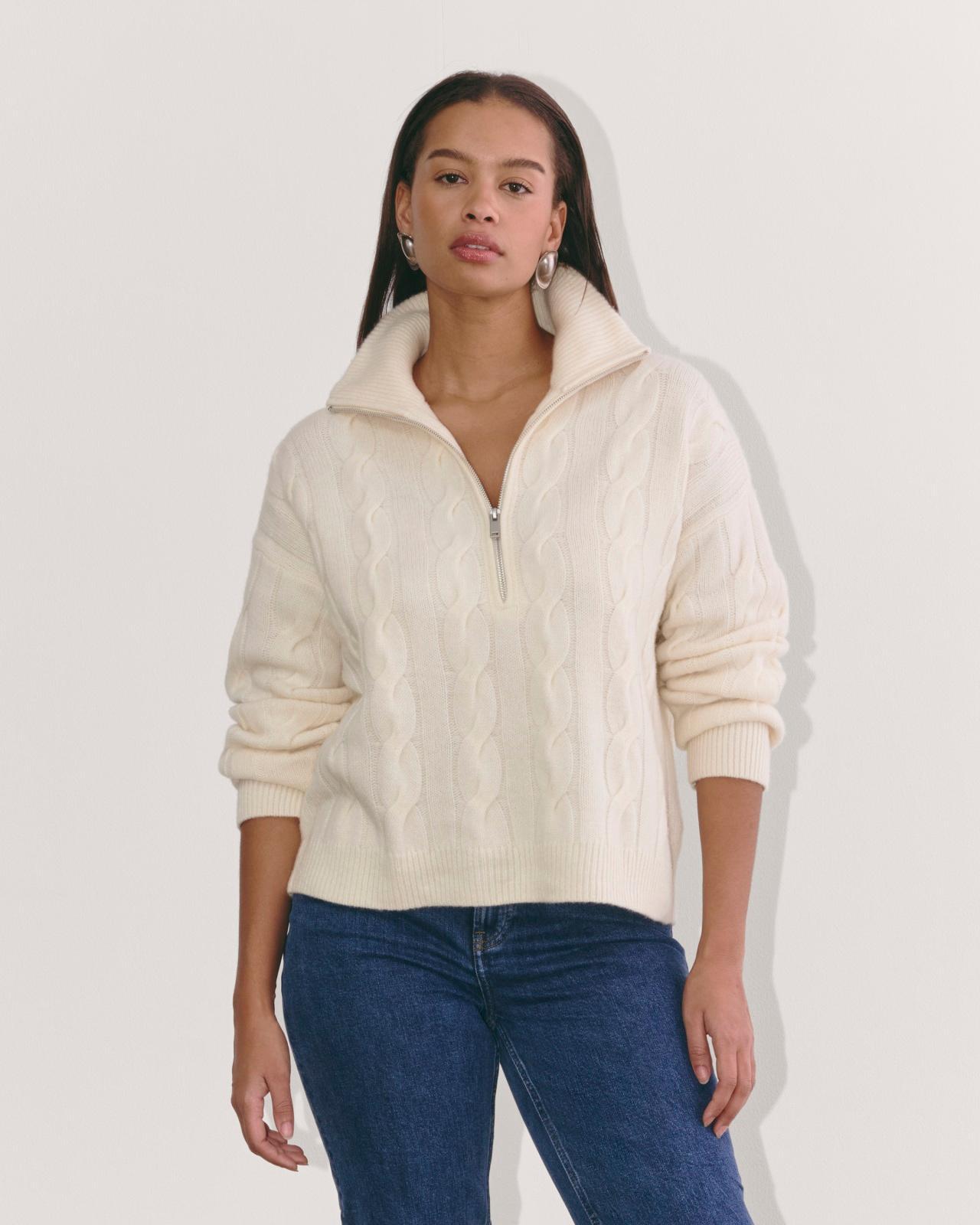 The Cable Half-Zip in Luxe Merino Product Image