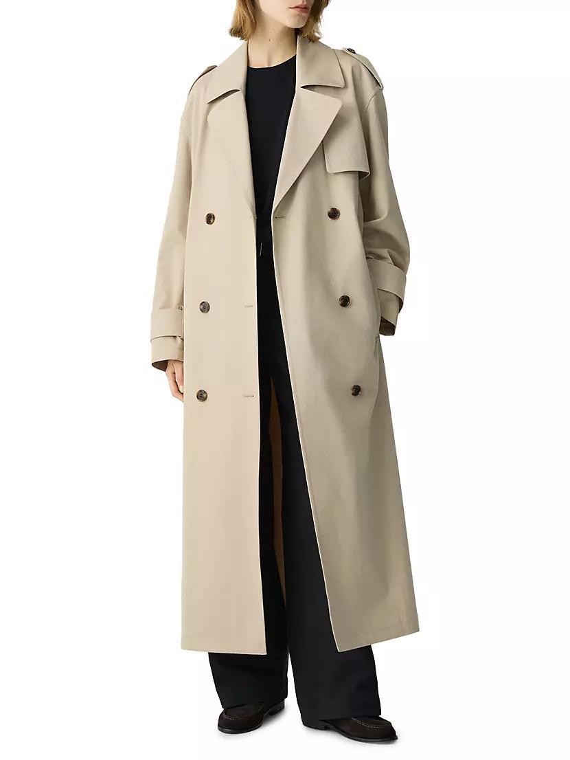 Cotton Oversized Double-Breasted Trench Coat Product Image