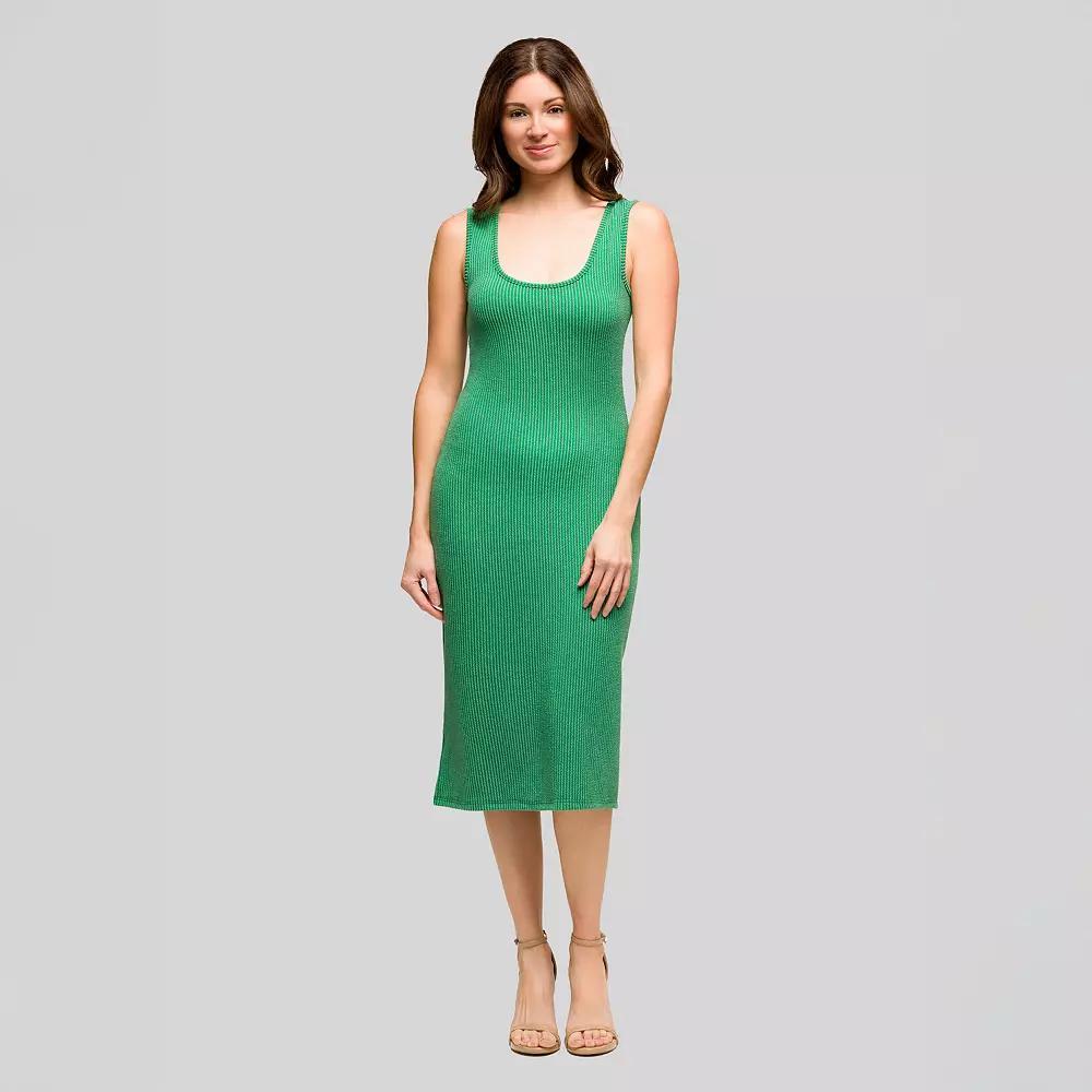 Women's 24Seven Comfort Apparel Fitted Sleeveless Side Slit Midi Dress, Size: XL, Green Product Image