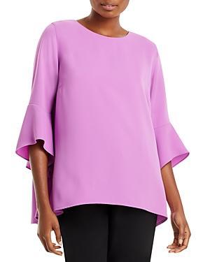 Caroline Rose Julia Matte Crepe Crew Neck 34 Ruffled Sleeve High Product Image