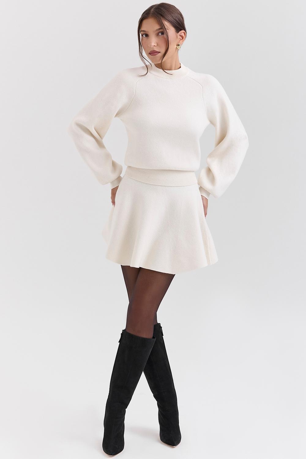 Cressida Cream Wool Cashmere Heavy Knit Sweater Product Image