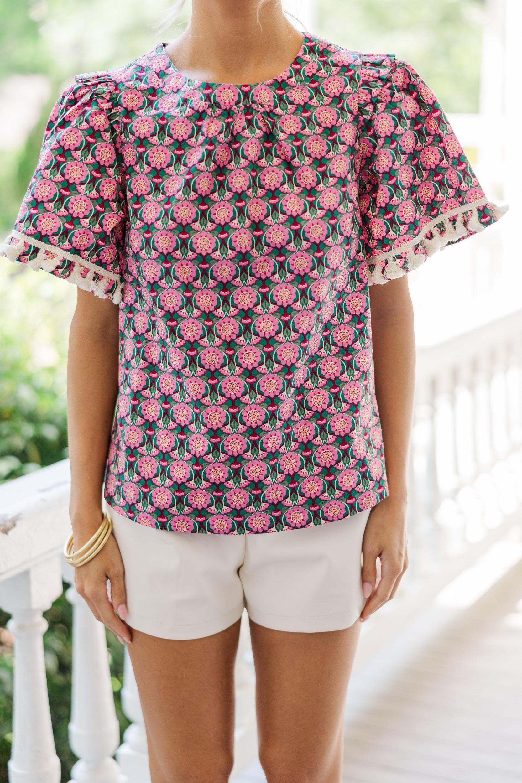 Time For Me Pink Abstract Blouse Female Product Image