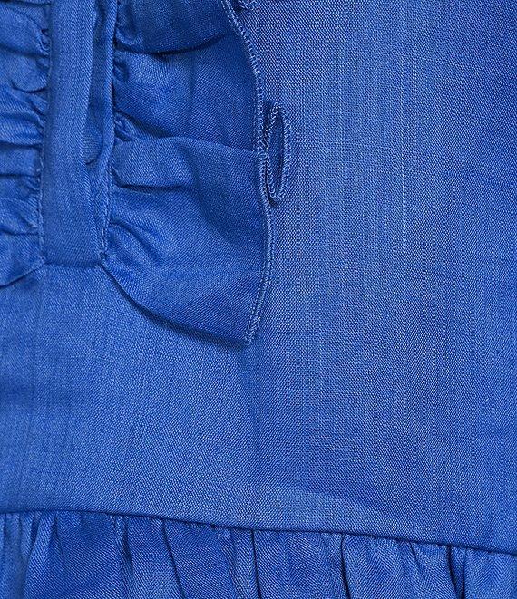 A Loves A Woven Floral Border Placement Print Linen Blend High Rise Pleated Front Trouser Shorts Product Image