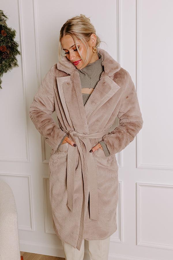 Warm Embrace Plush Coat In Taupe Product Image