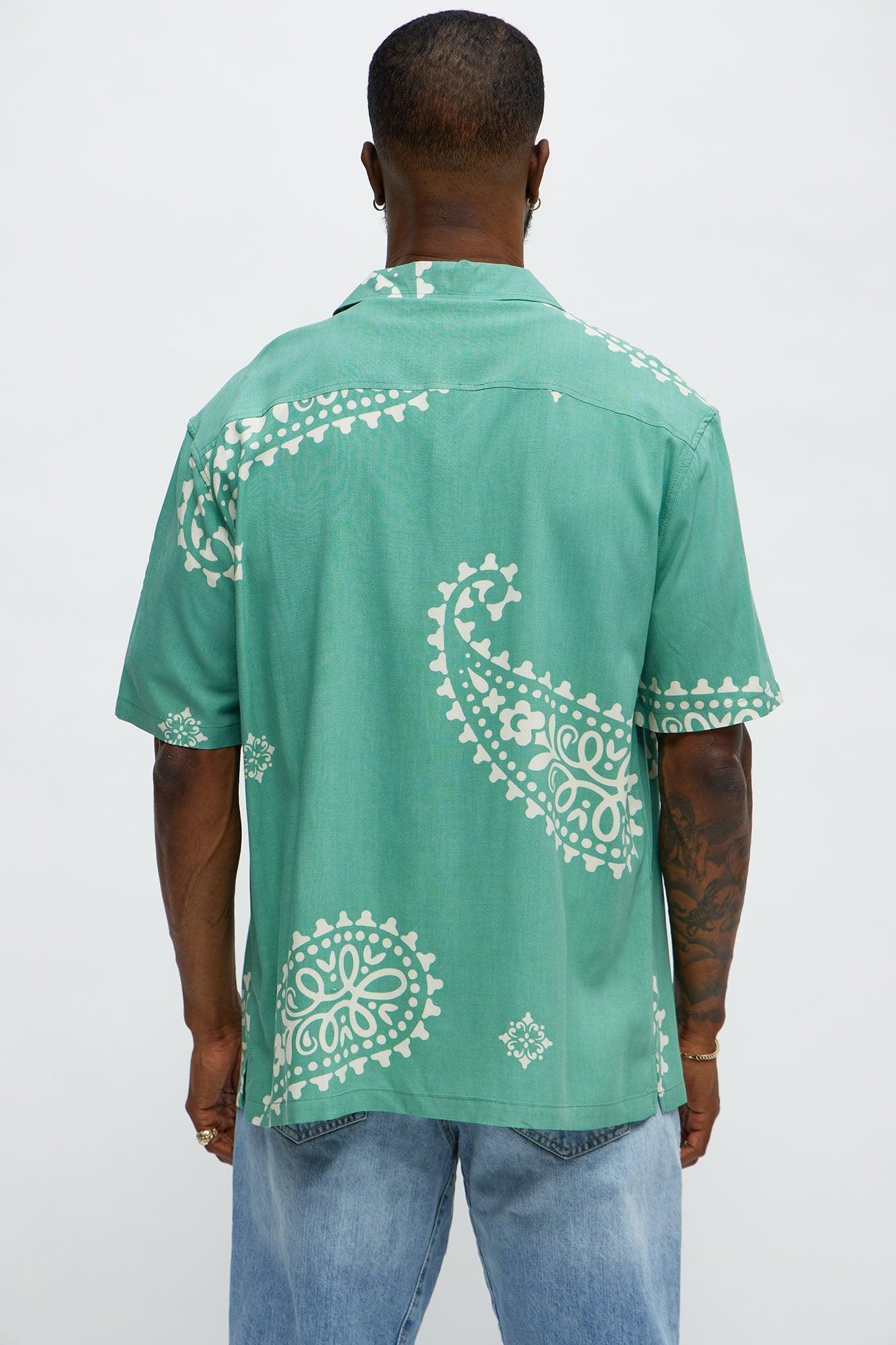 Paisley Rayon Shirt - Sage Product Image