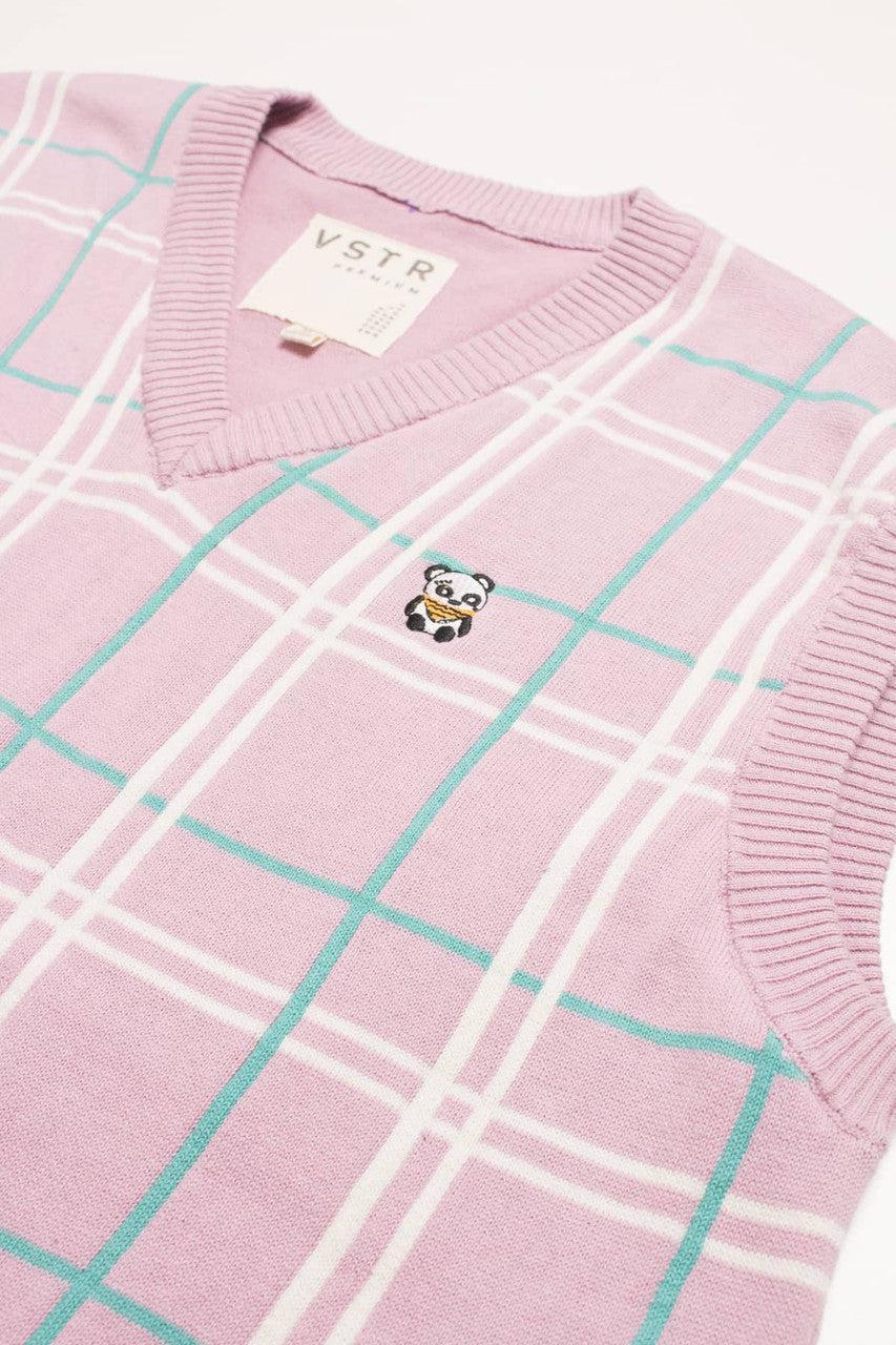 Pink Plaid Sweater Vest Product Image