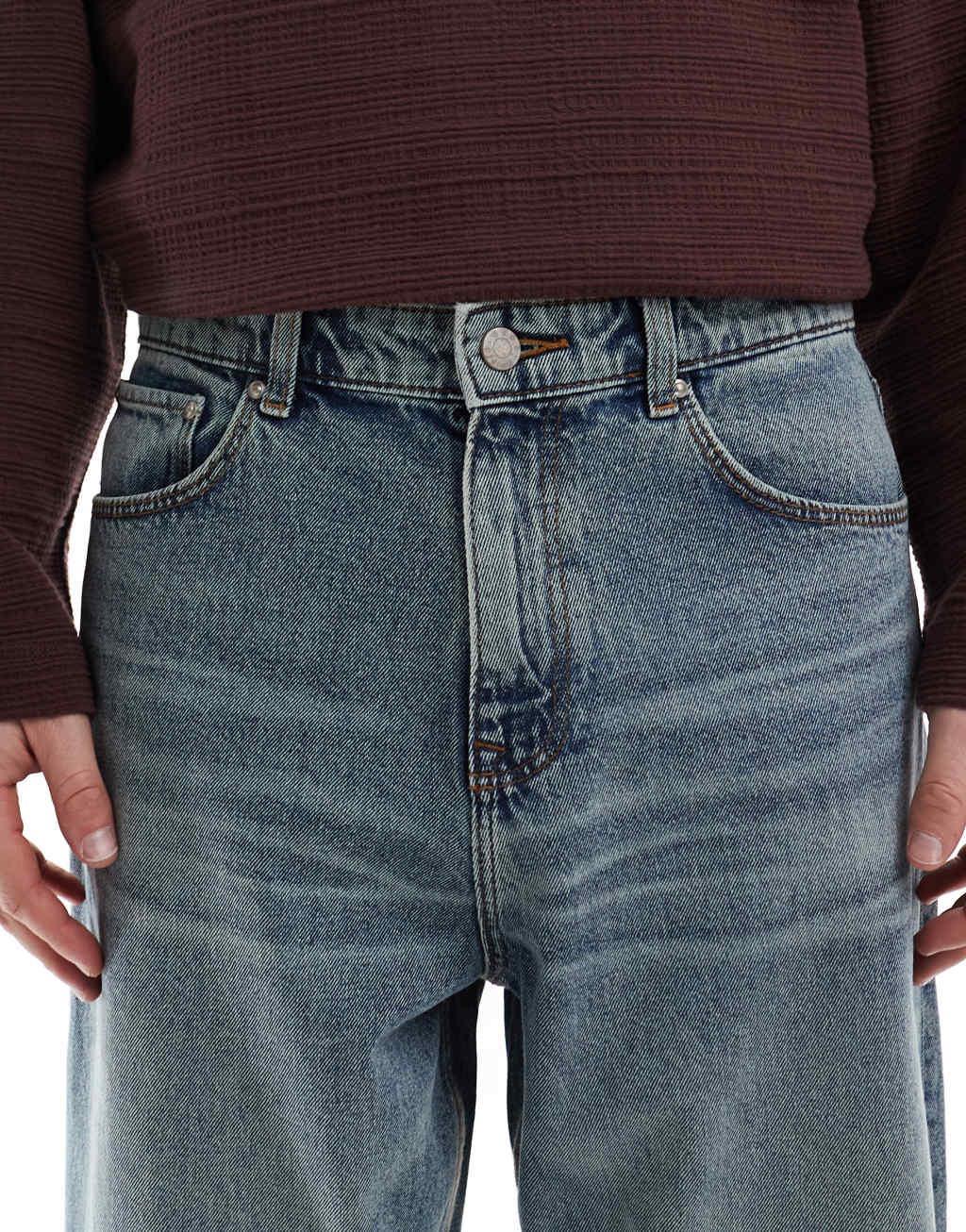 ASOS DESIGN barrel fit jeans in vintage light wash blue Product Image
