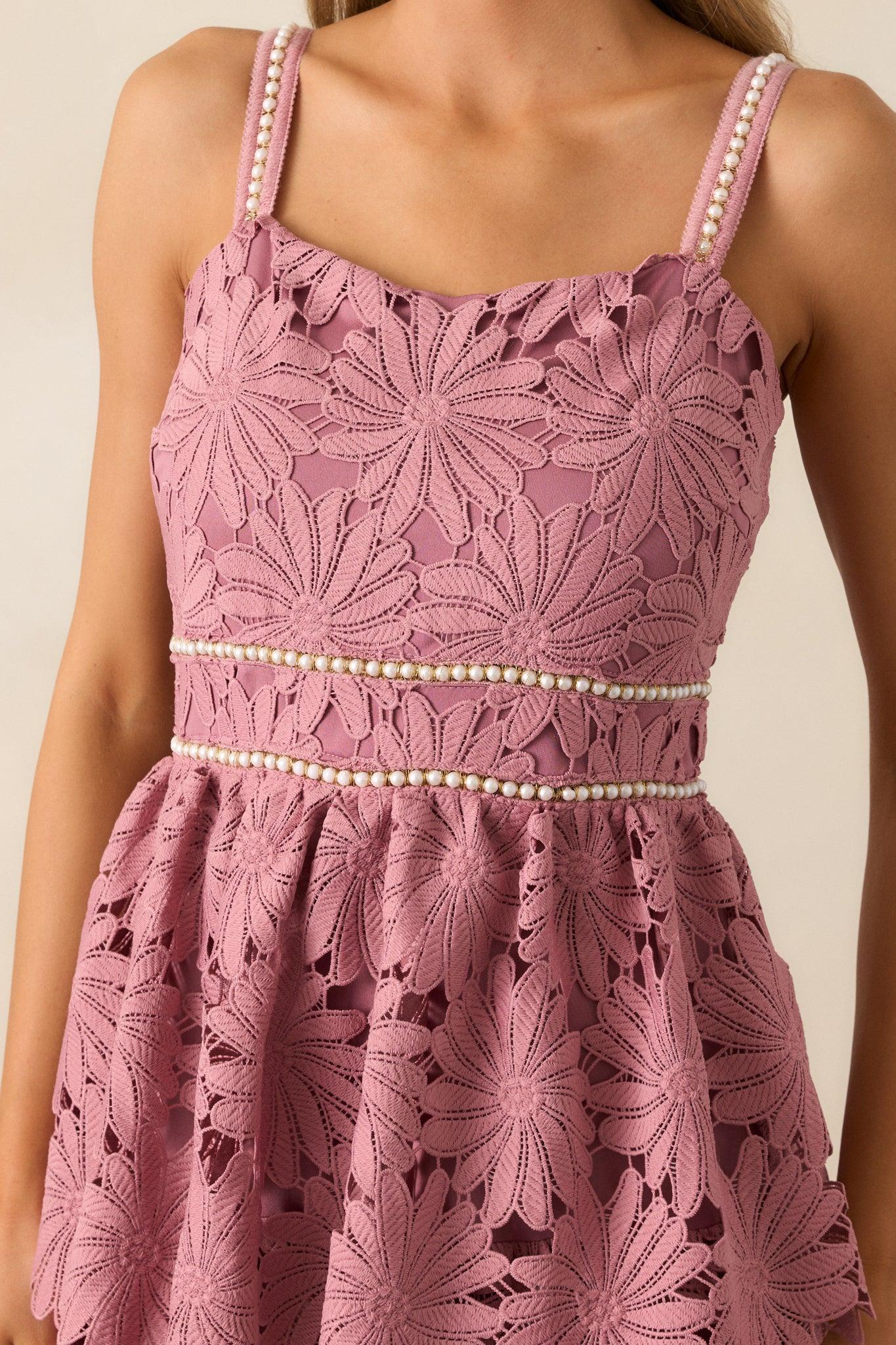 My Love Language Dusty Pink Floral Embroidered Midi Dress Product Image