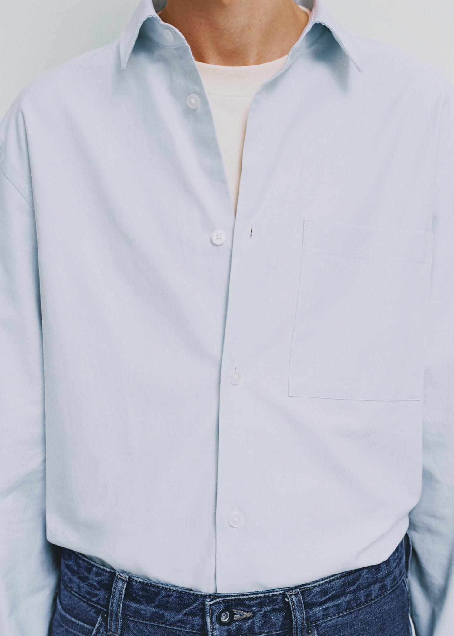 Relaxed-fit Oxford cotton shirt - Men | MANGO USA Product Image