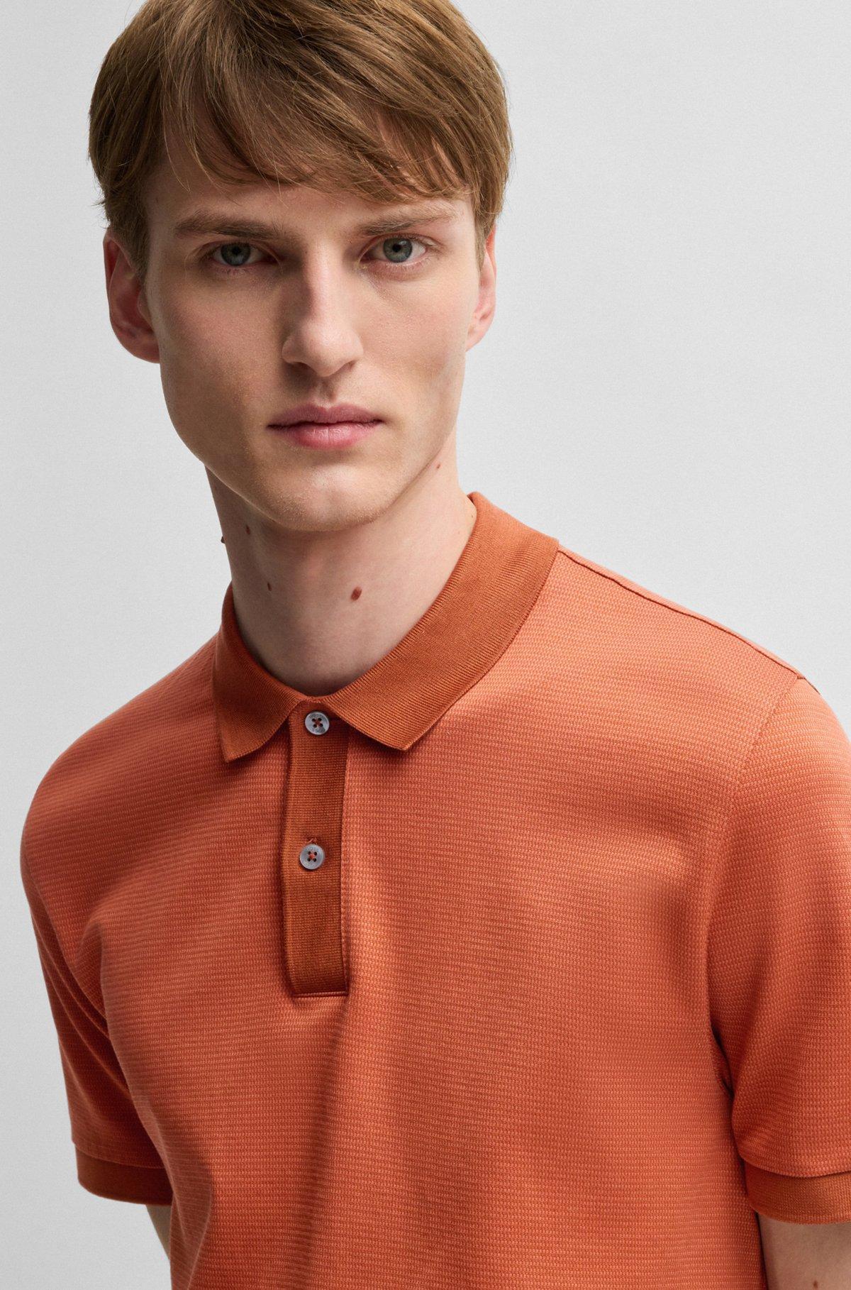 Mercerized-cotton polo shirt with micro pattern Product Image