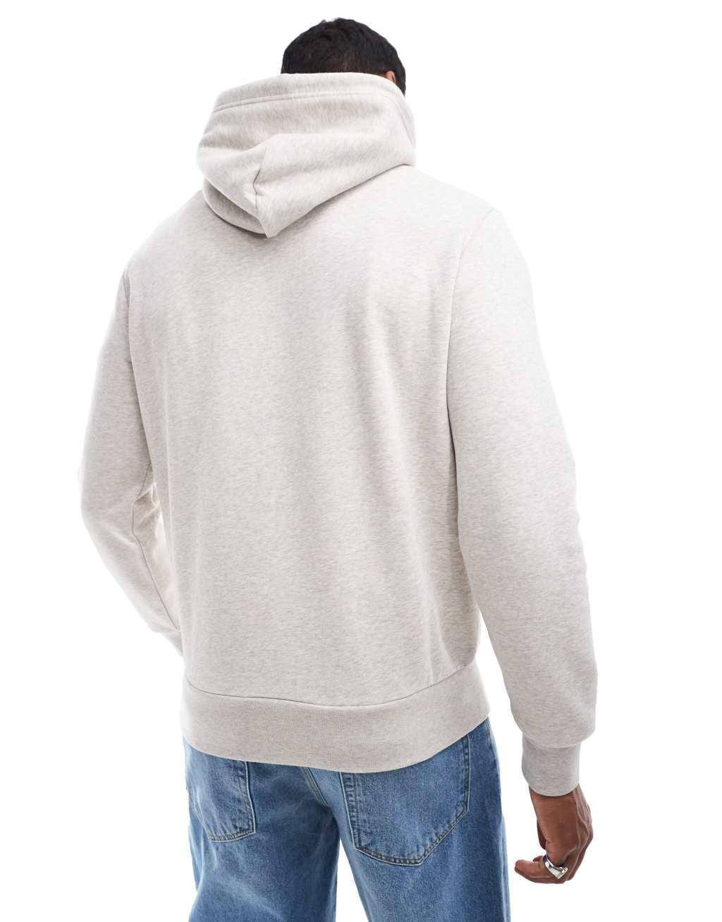 Polo Ralph Lauren collegiate logo fleece hoodie classic oversized fit in light gray heather Product Image