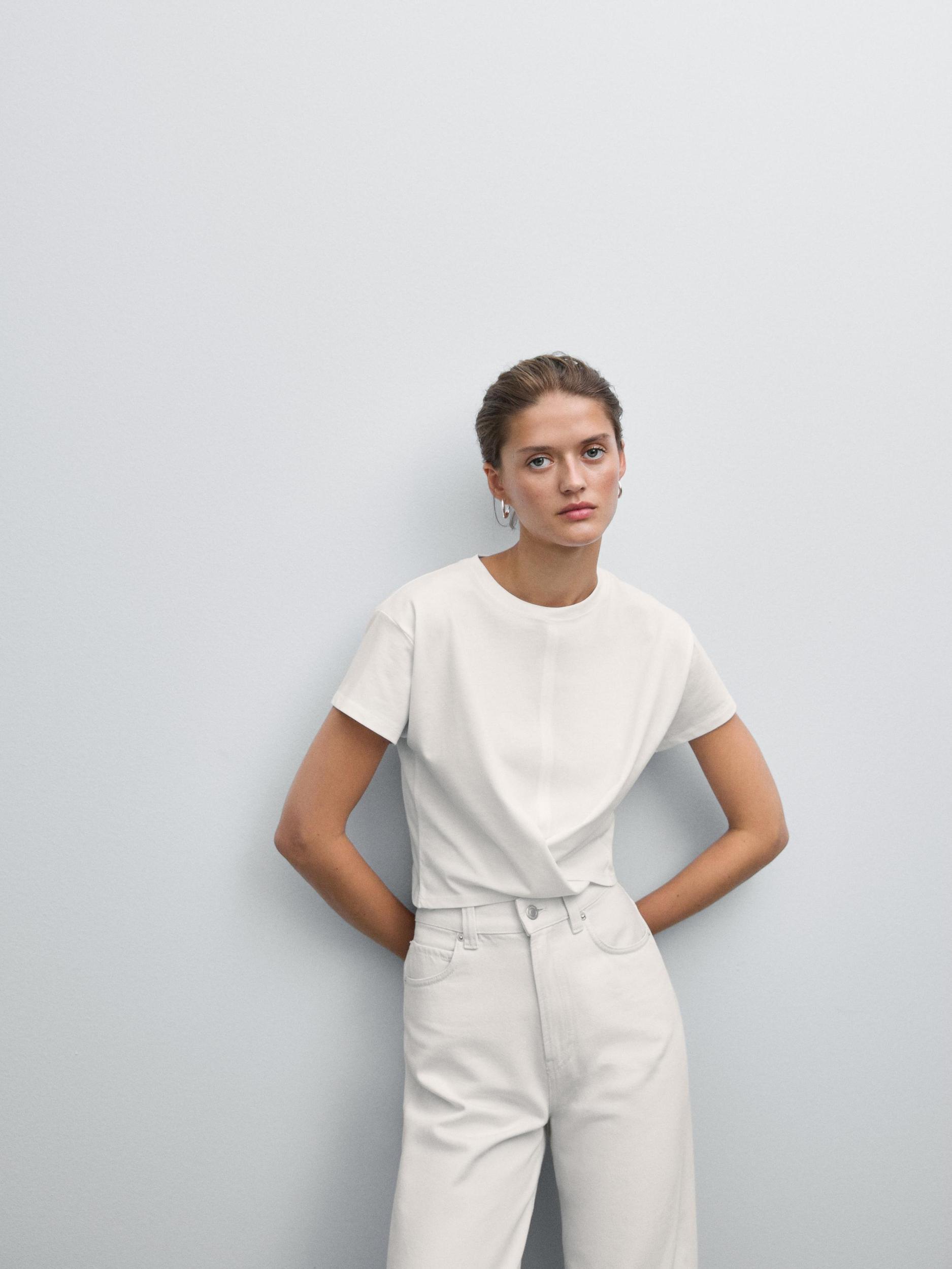 100% cotton T-shirt with tie detail Product Image