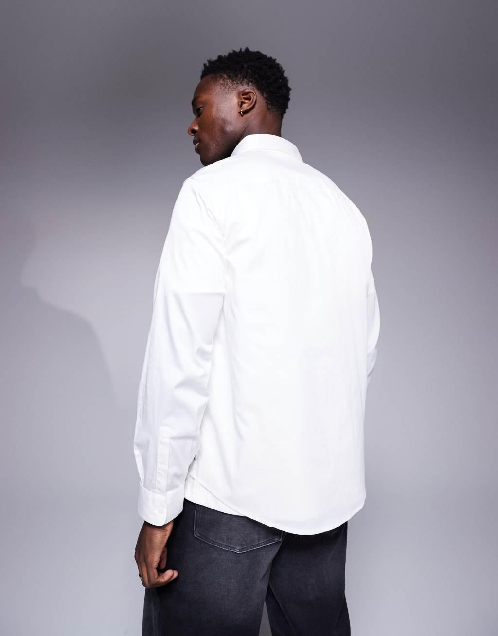 Armani Exchange oxford shirt with logo in white Product Image
