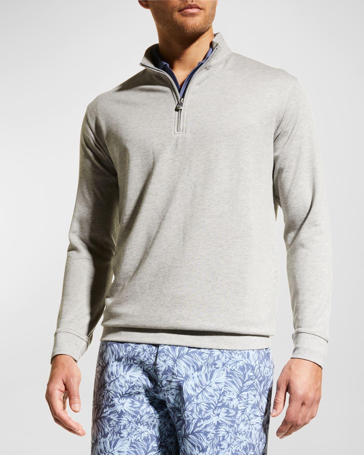 Peter Millar Mens Georgia National Champion Crown Comfort Interlock Quarter-Zip | Color: Iron | Size: S | UGA Product Image
