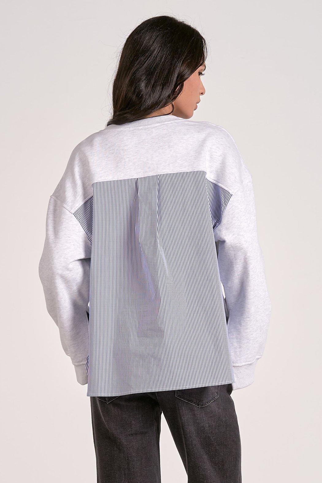 Long Sleeve Mixed Media Top Product Image