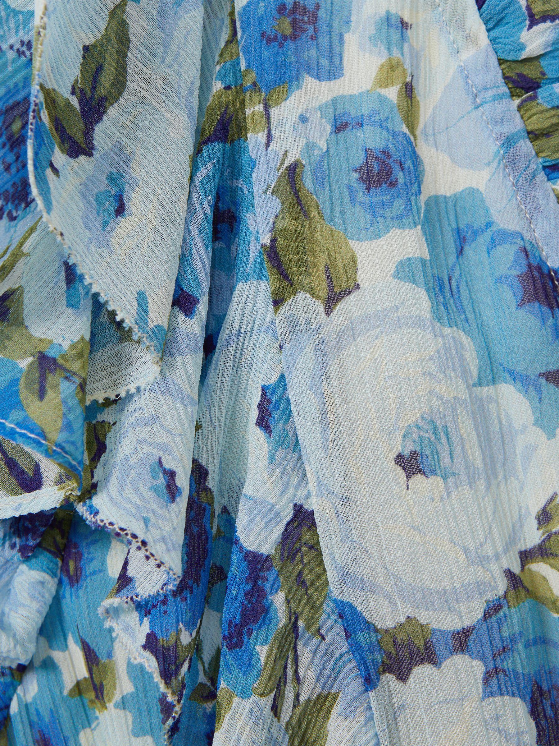Paige Silk Georgette Floral Print Mini Dress in Blue Multi Product Image