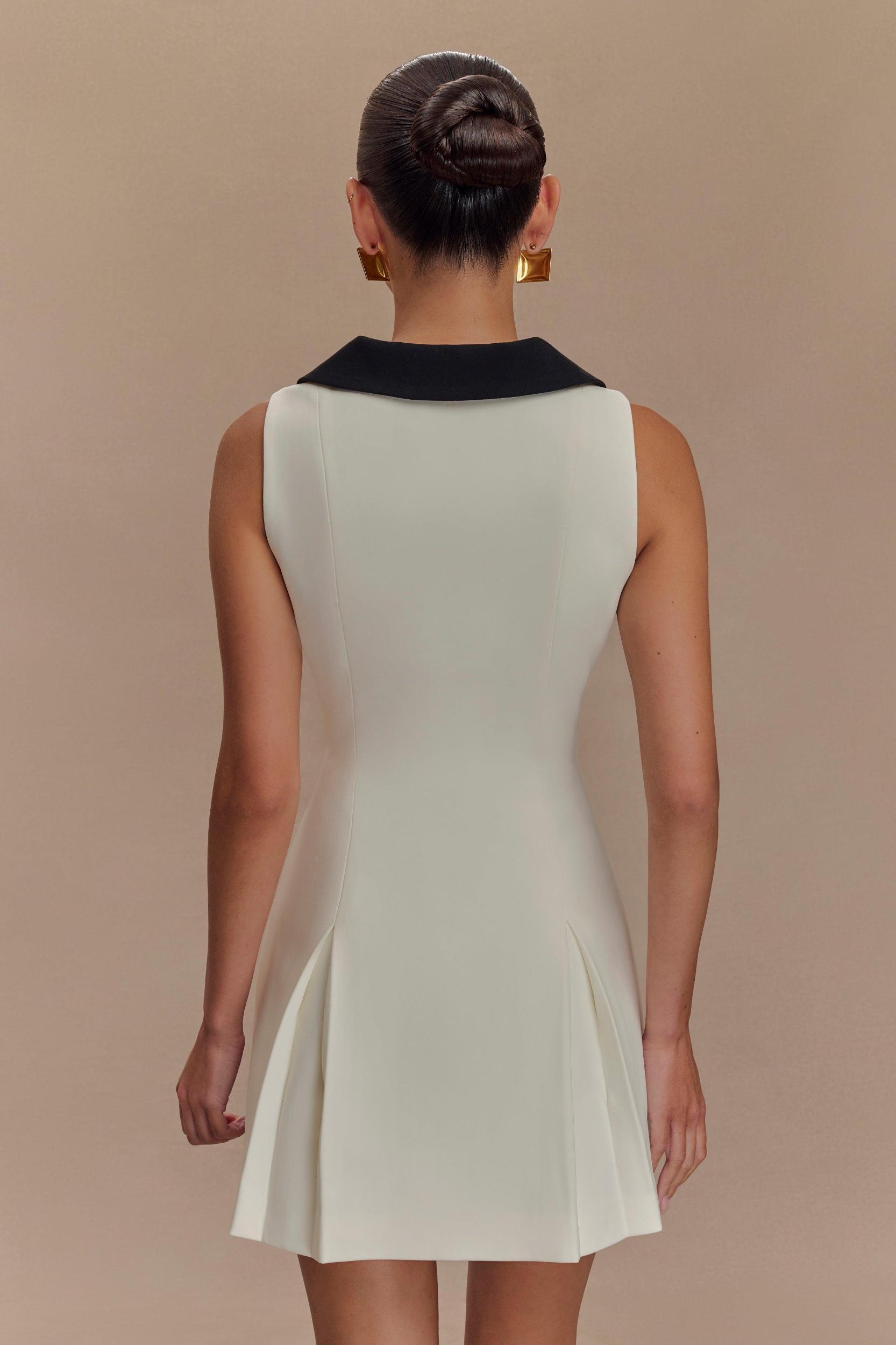 Oli Sleeveless Contrast Mini Dress - Ivory/Black Product Image