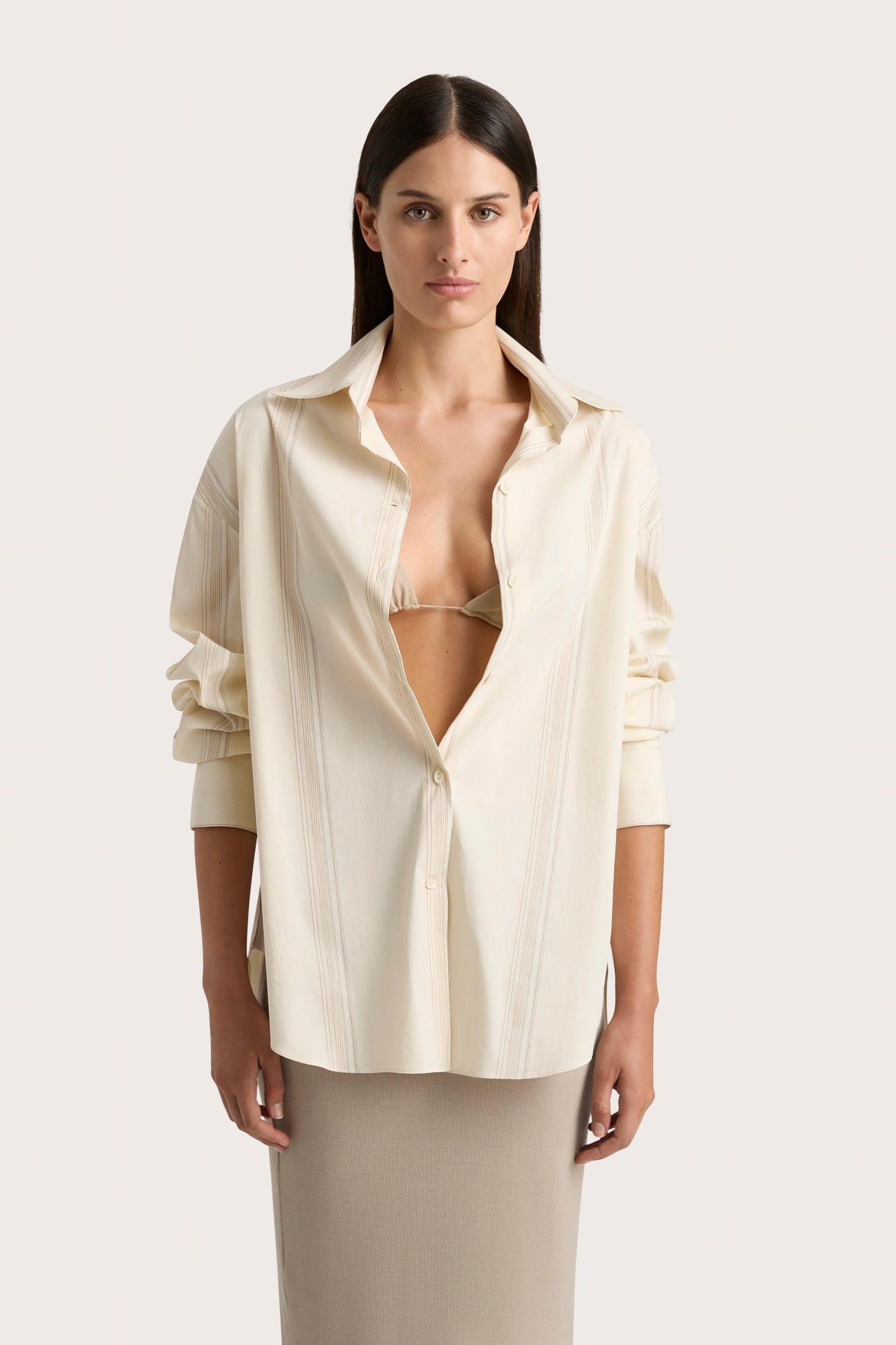En Vau Shirt Foam Taupe Stripe - Final Sale Product Image