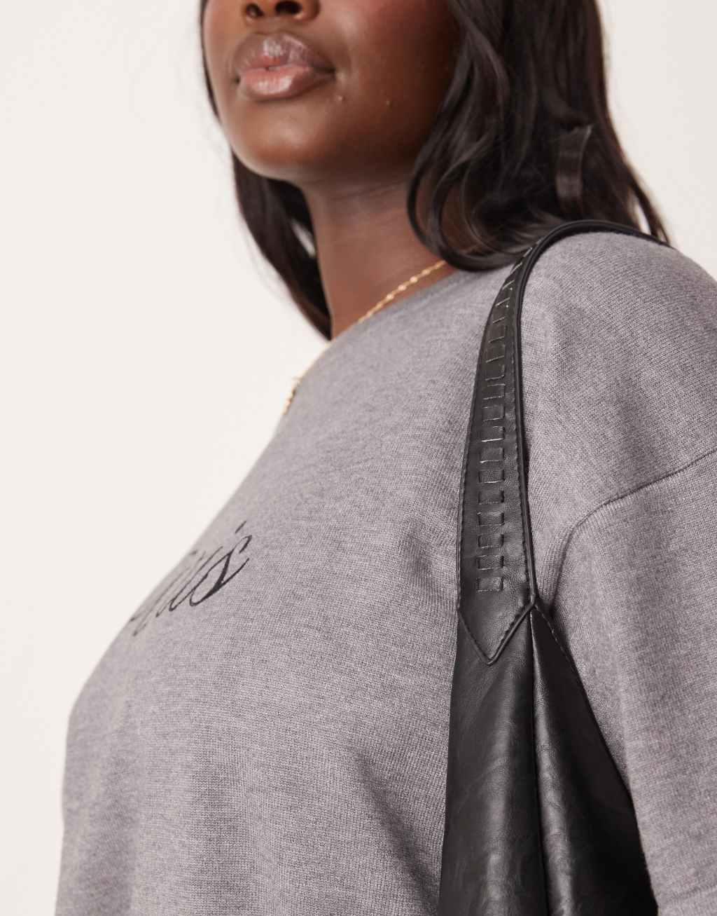 Glamorous slouch clasp detail large tote bag in black Product Image