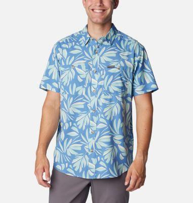 Men's Columbia UPF 40 Utilizer Printed Short Sleeve Button-Down Shirt, Size: Small, Spray Areca Product Image