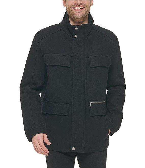 Cole Haan Long Sleeve Multi-Pocket Field Wool Blend Coat Product Image