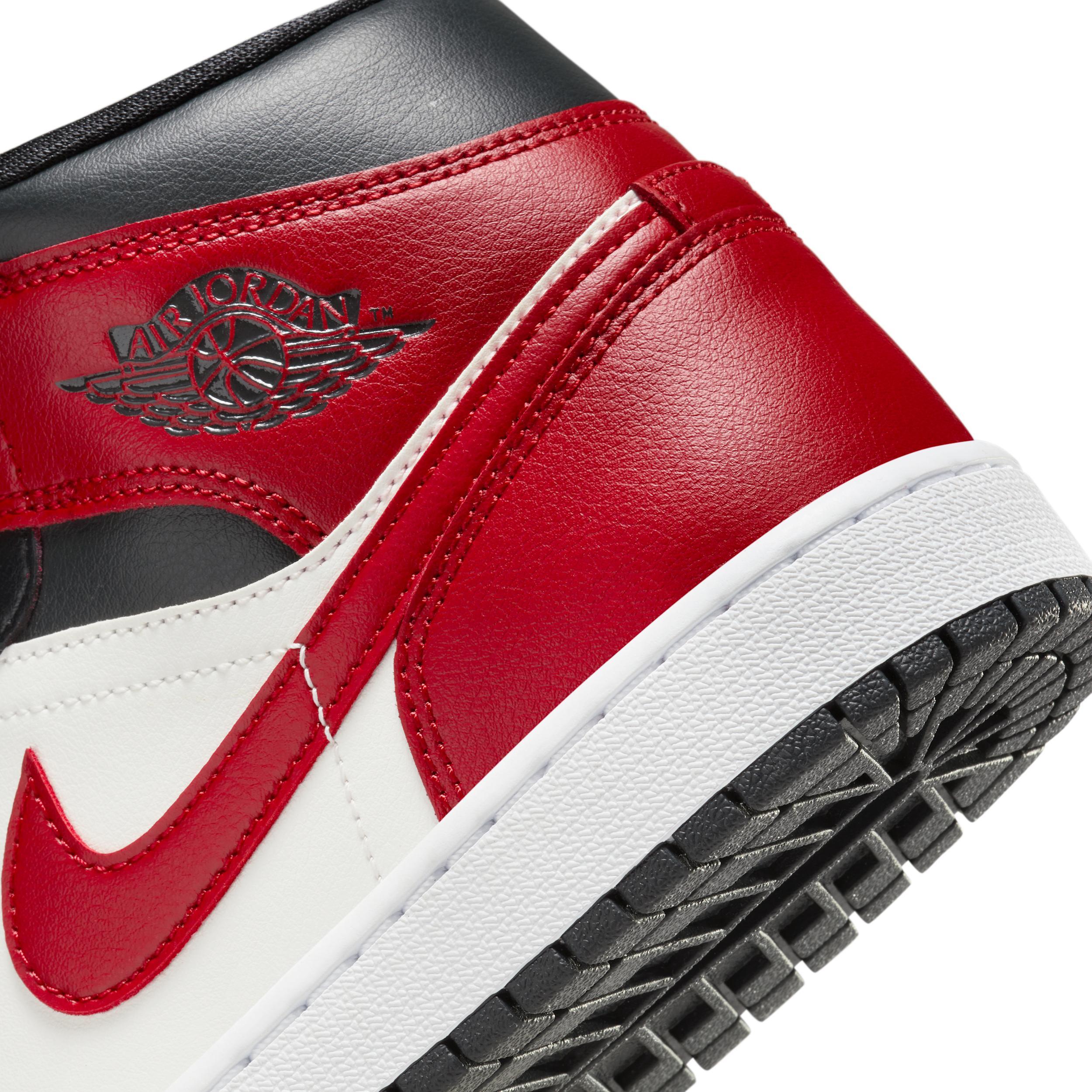 Jordan Womens Air Retro 1 Mid Casual Shoes in Sail/Gym Red/Off Noir Product Image