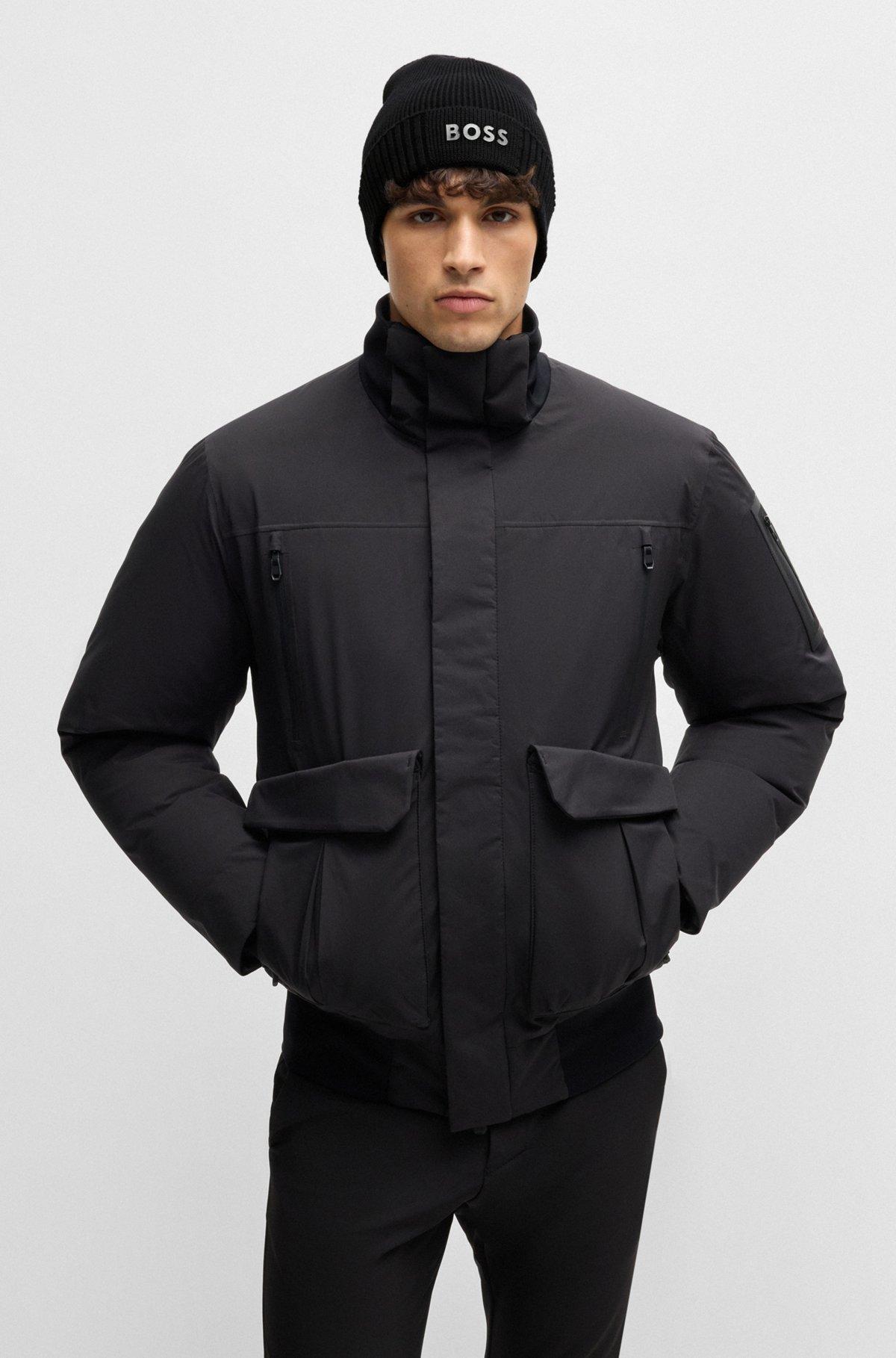 BOSS - Logo-detail beanie hat in cotton and virgin wool - Black Product Image