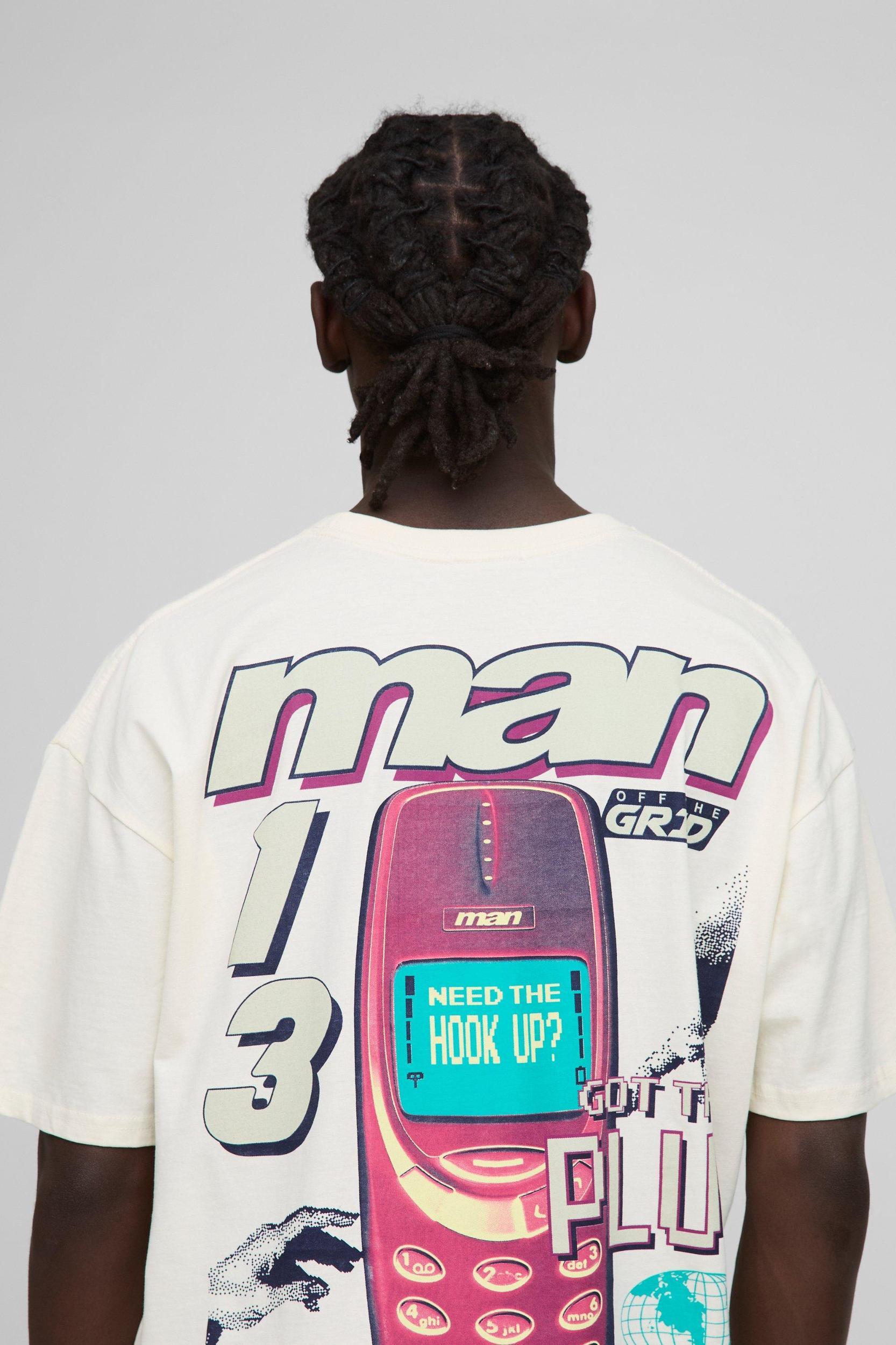 Oversized Retro Digi Phone Graphic T-Shirt | boohooMAN USA Product Image