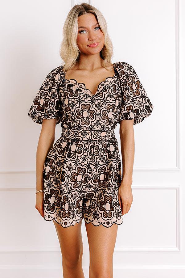 Twilight Embrace Floral Embroidered Romper Product Image