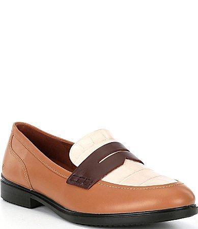 ECCO Womens Classic15 Crocodile Embossed Leather Penny Loafers Product Image
