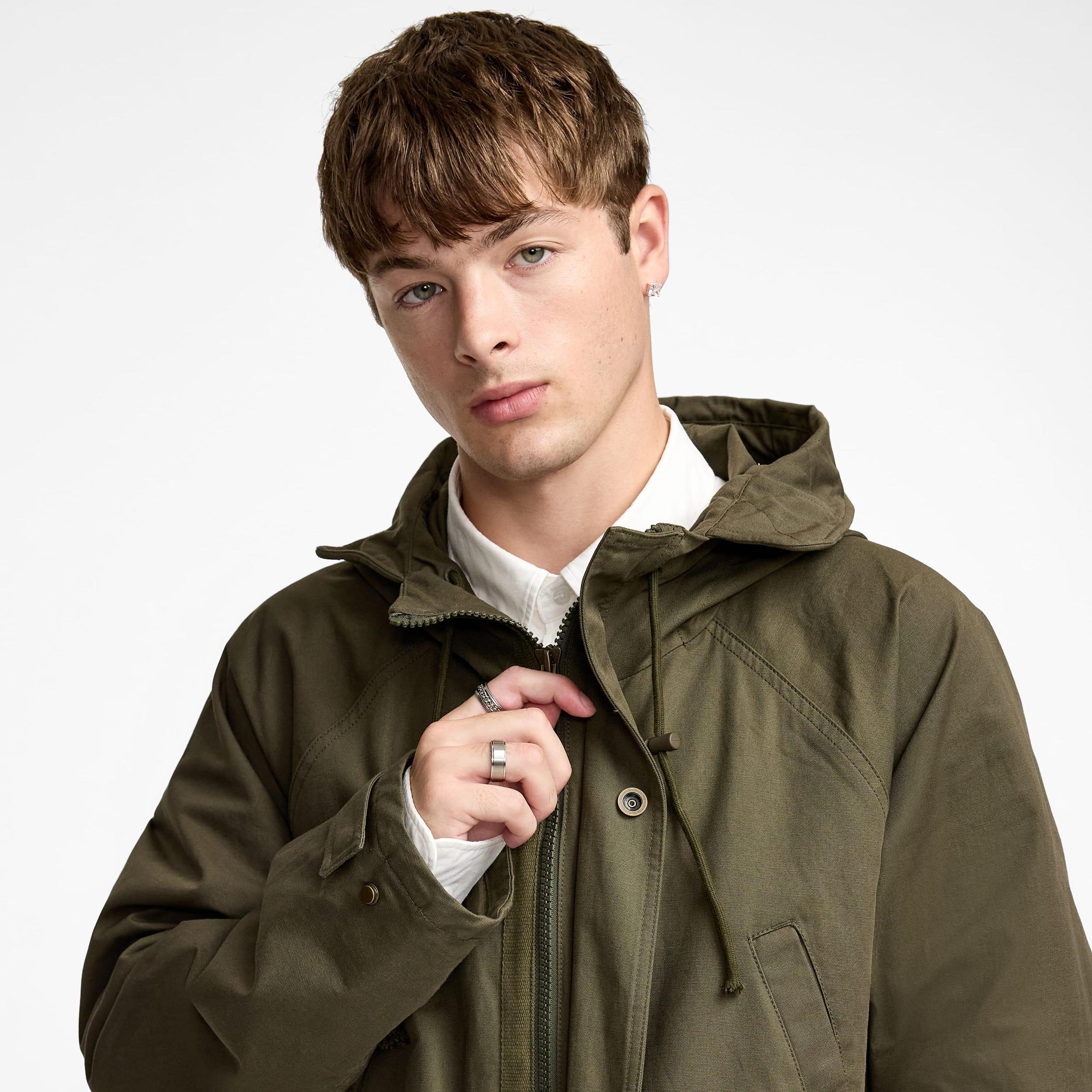 New Era Cap Dark Khaki Fishtail Parka Jacket Male Product Image