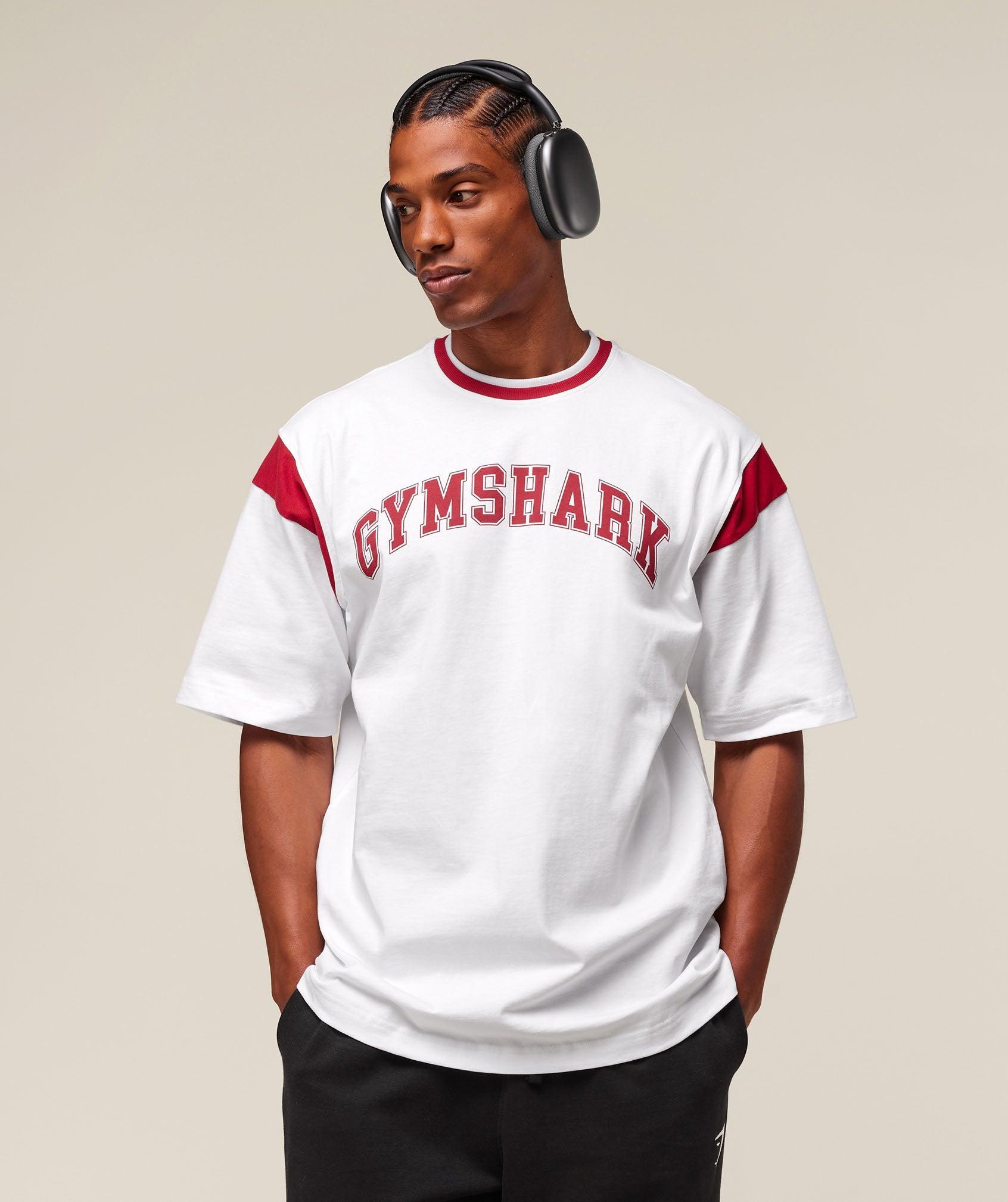 Gymshark GSLC Oversized T-Shirt - White/Conditioning Red Male Product Image