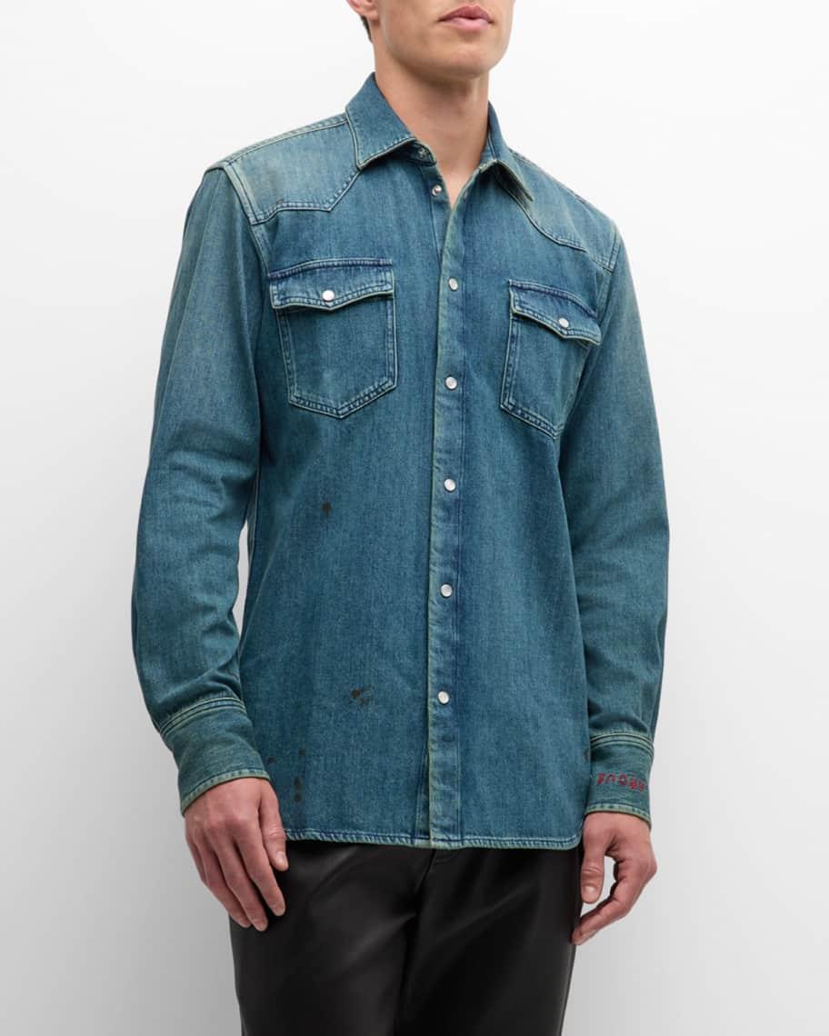 Mens Journey Dirty Wash Denim Shirt Product Image