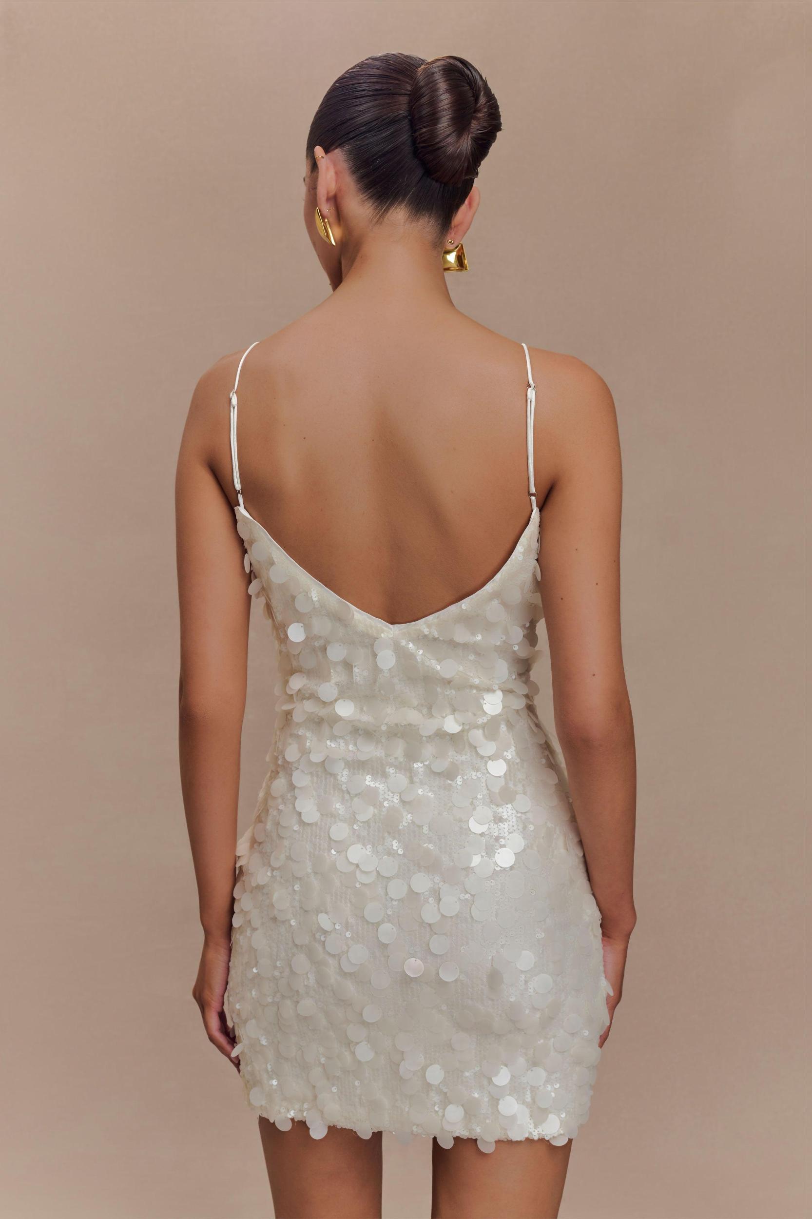 Romilly Sequin Mini Dress - Ivory Product Image