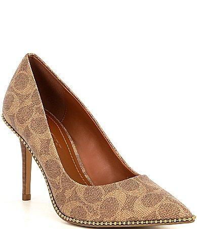 Womens Waverly Bead-Trim Signature Coated Canvas Pumps Product Image