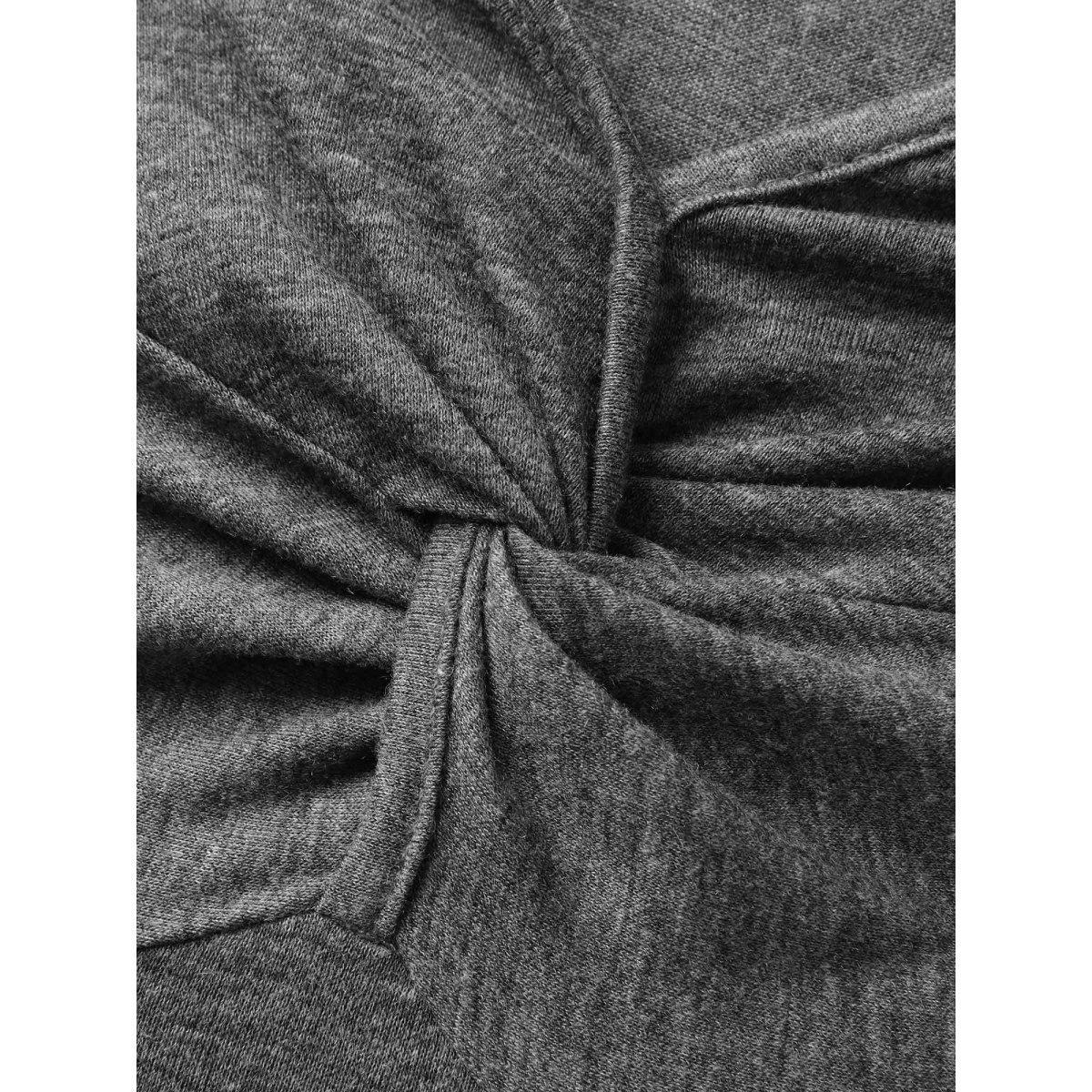 Plus Size Supersoft Knotted Bodice Flared Sleeve Midi Dress DimGray Women Twist V-neck Short sleeve Curvy BloomChic 12/L Product Image