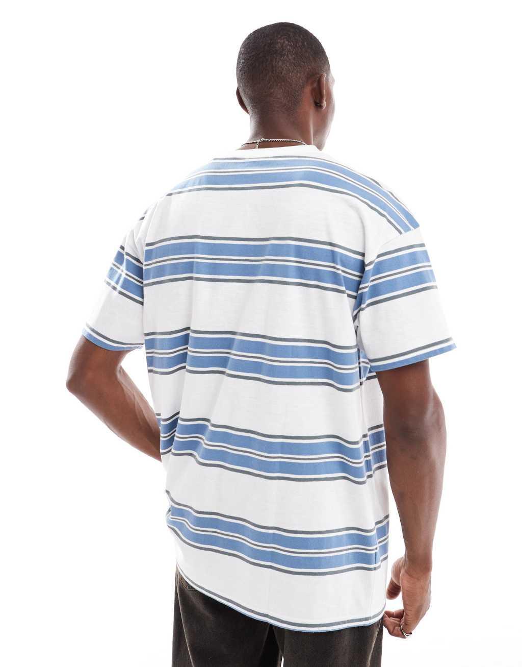 Threadbare oversized striped t-shirt in white & blue Product Image