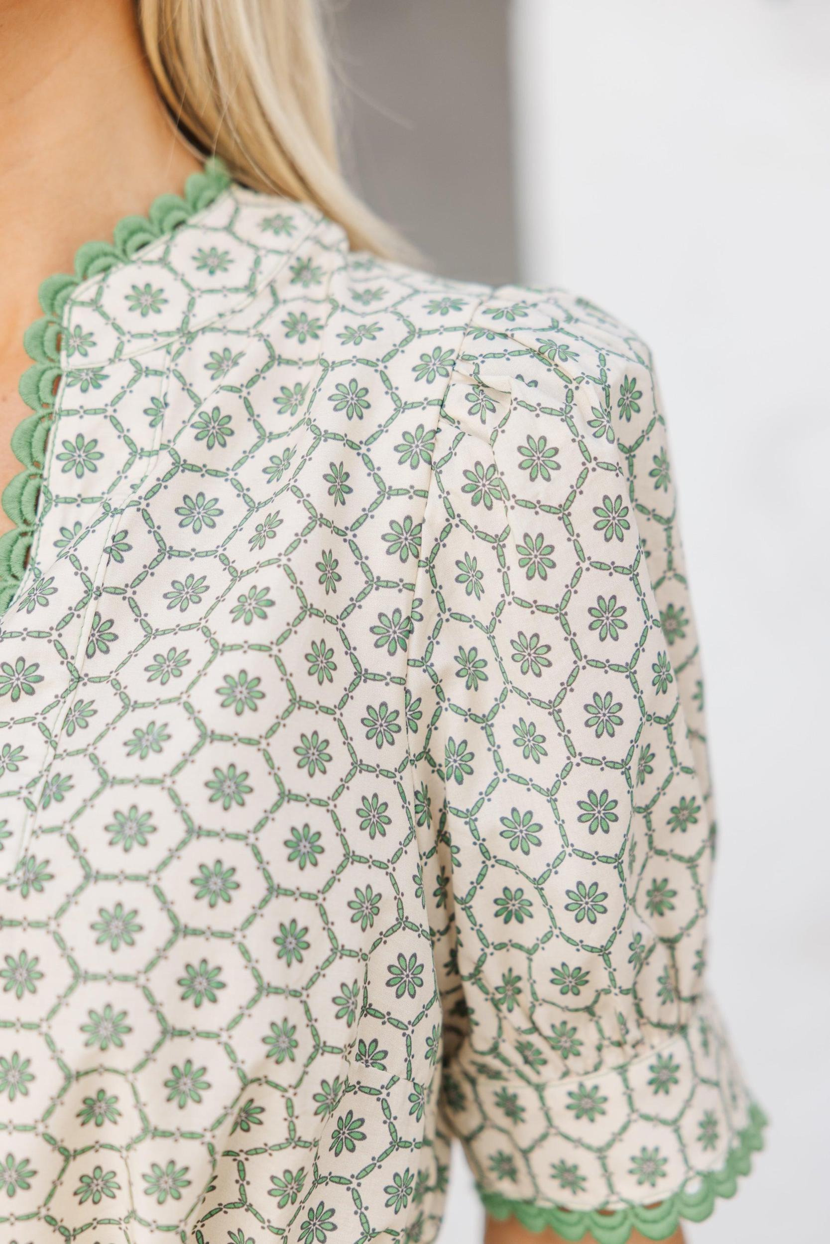 Just Listen Green Floral Dress Female Product Image