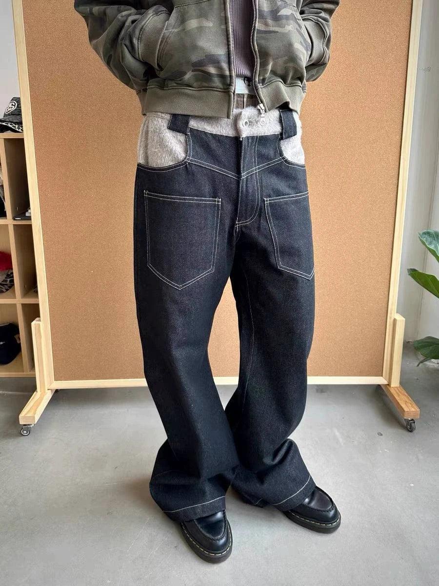 RT No. 18021 REVERSED STITCHED SCIMITAR DENIM JEANS Product Image