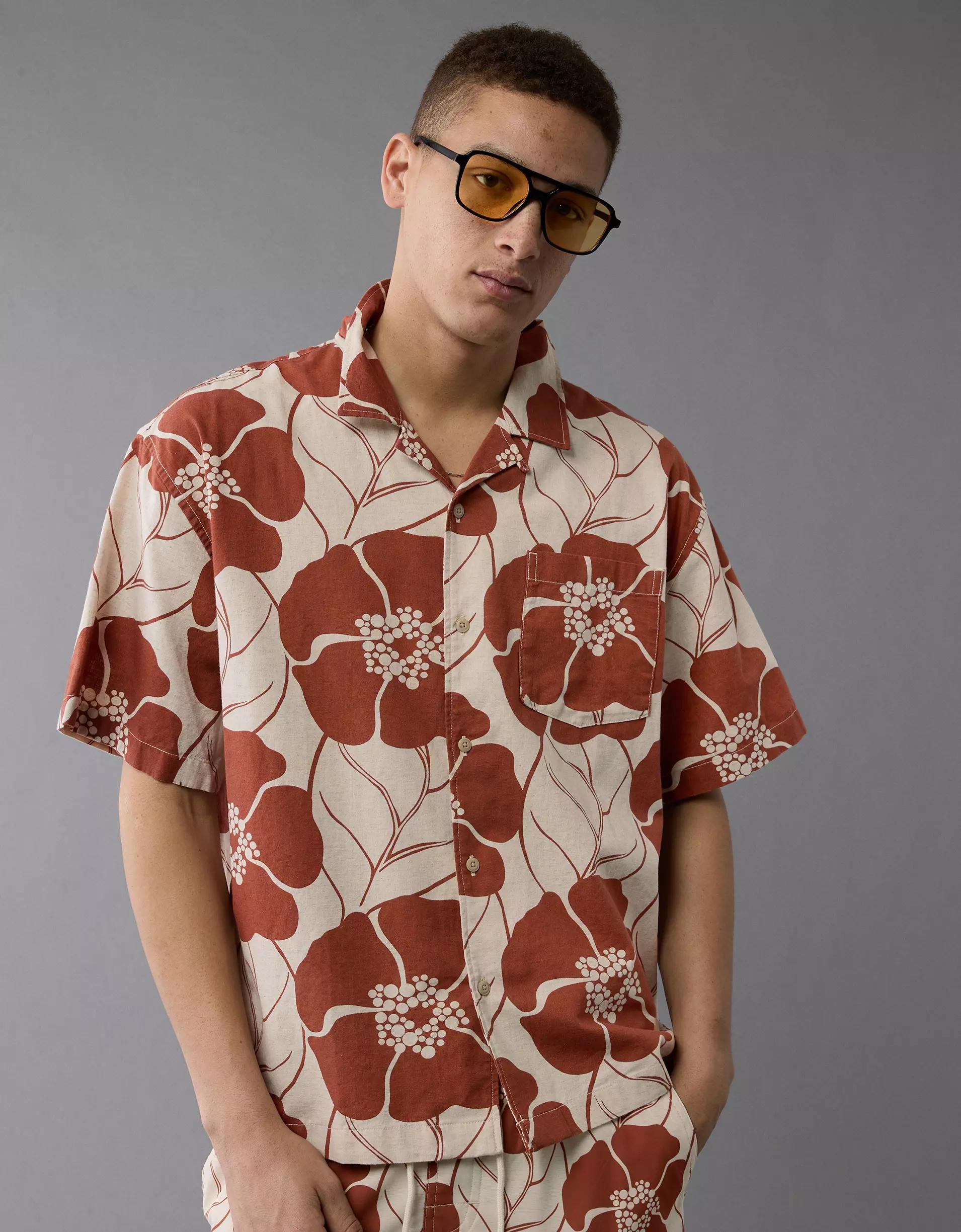 AE Poolside Floral Button-Up Shirt Product Image
