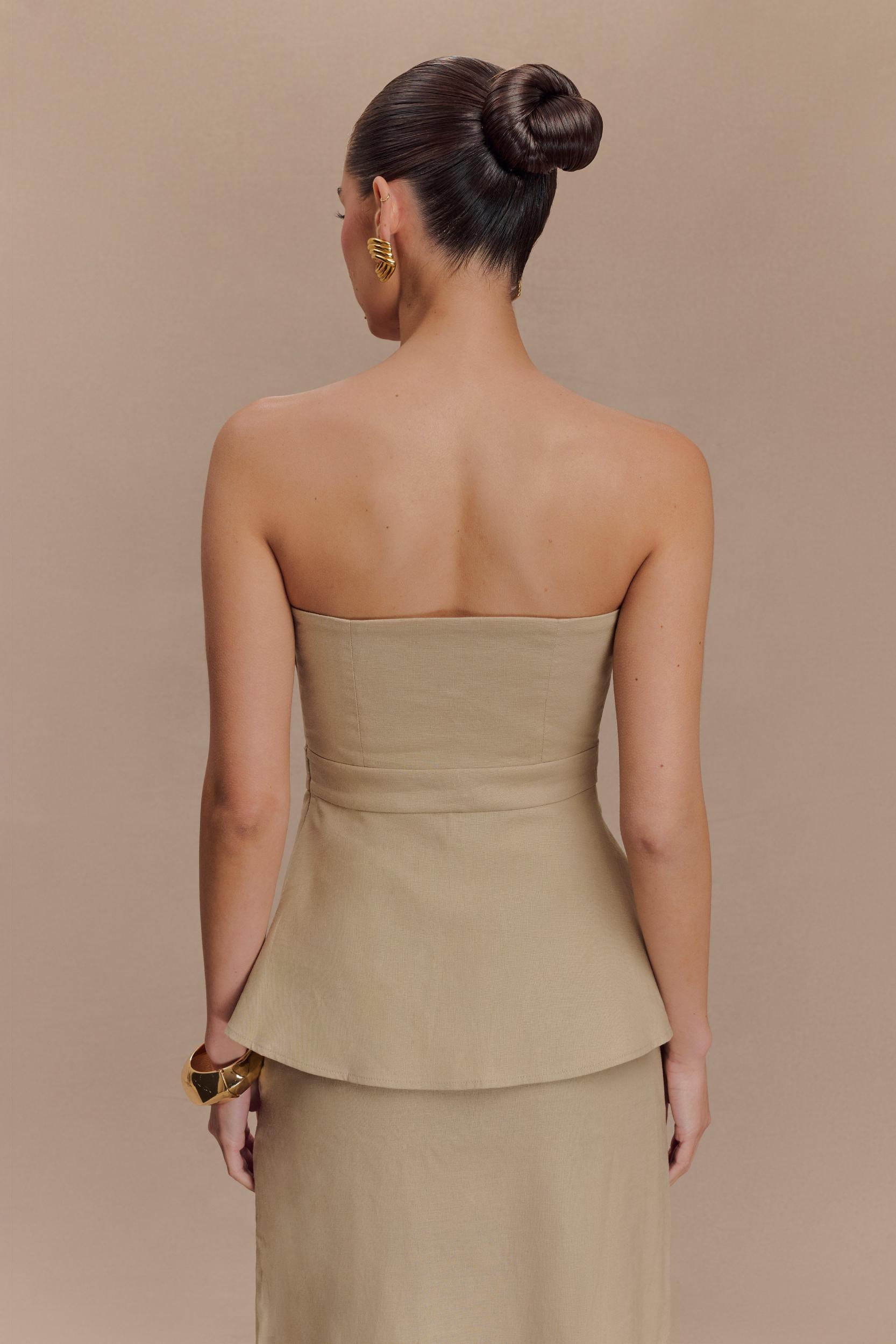 Dora Strapless Linen Top - Natural Product Image