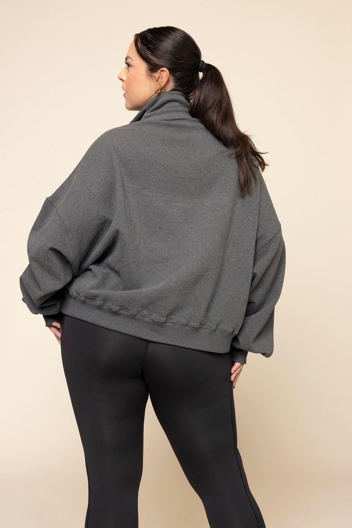 Ooey Gooey Half Zip Sweater - Charcoal Heather Product Image