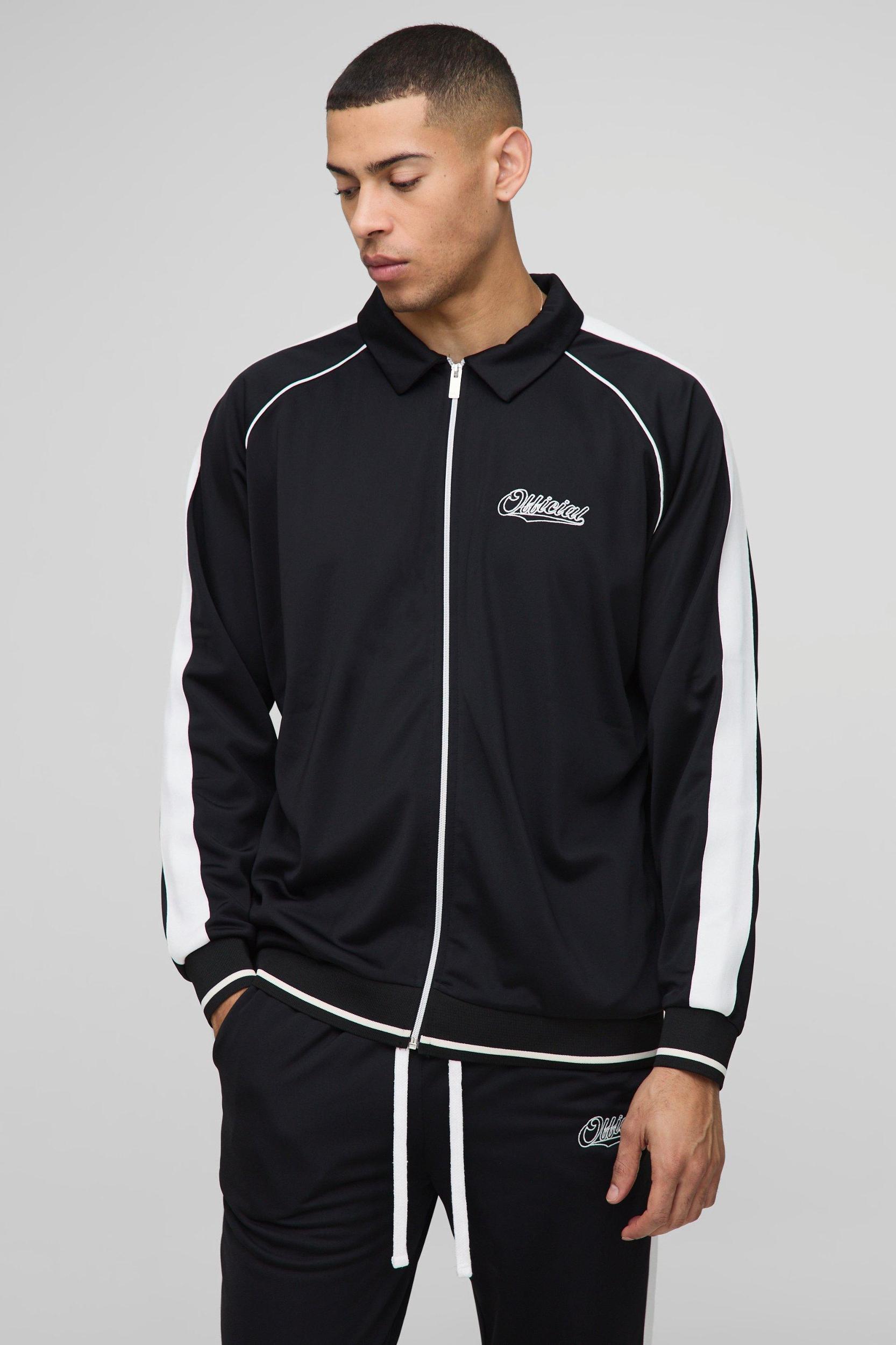 Oversized Funnel Neck Tricot Track Jacket Tracksuit | boohooMAN USA Product Image