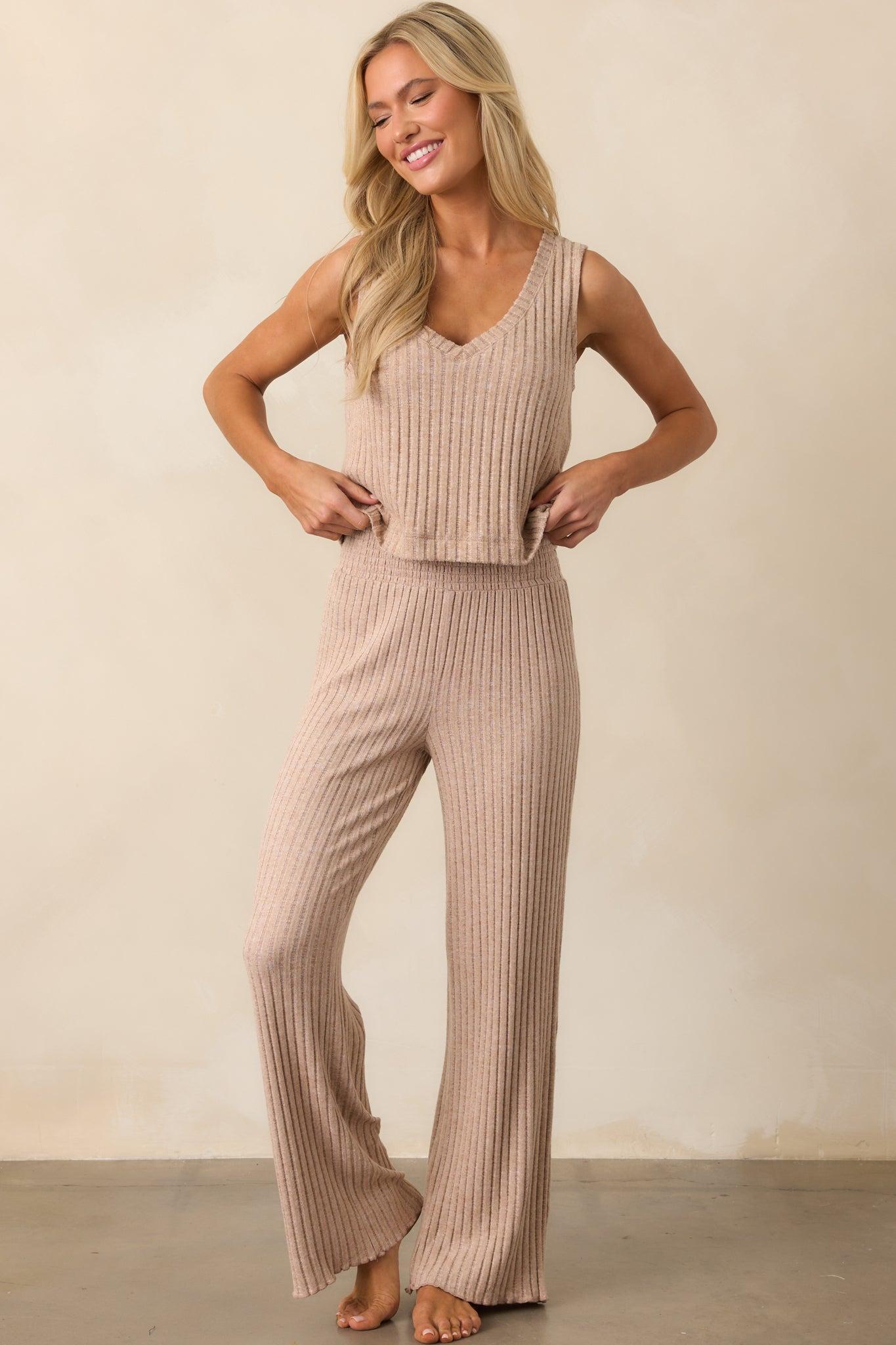 Z Supply Tan Sloane V-Neck Silky Rib Tank Product Image