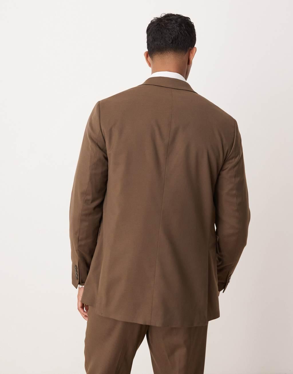 Mango regular fit double breasted blazer in brown - part of a set Product Image