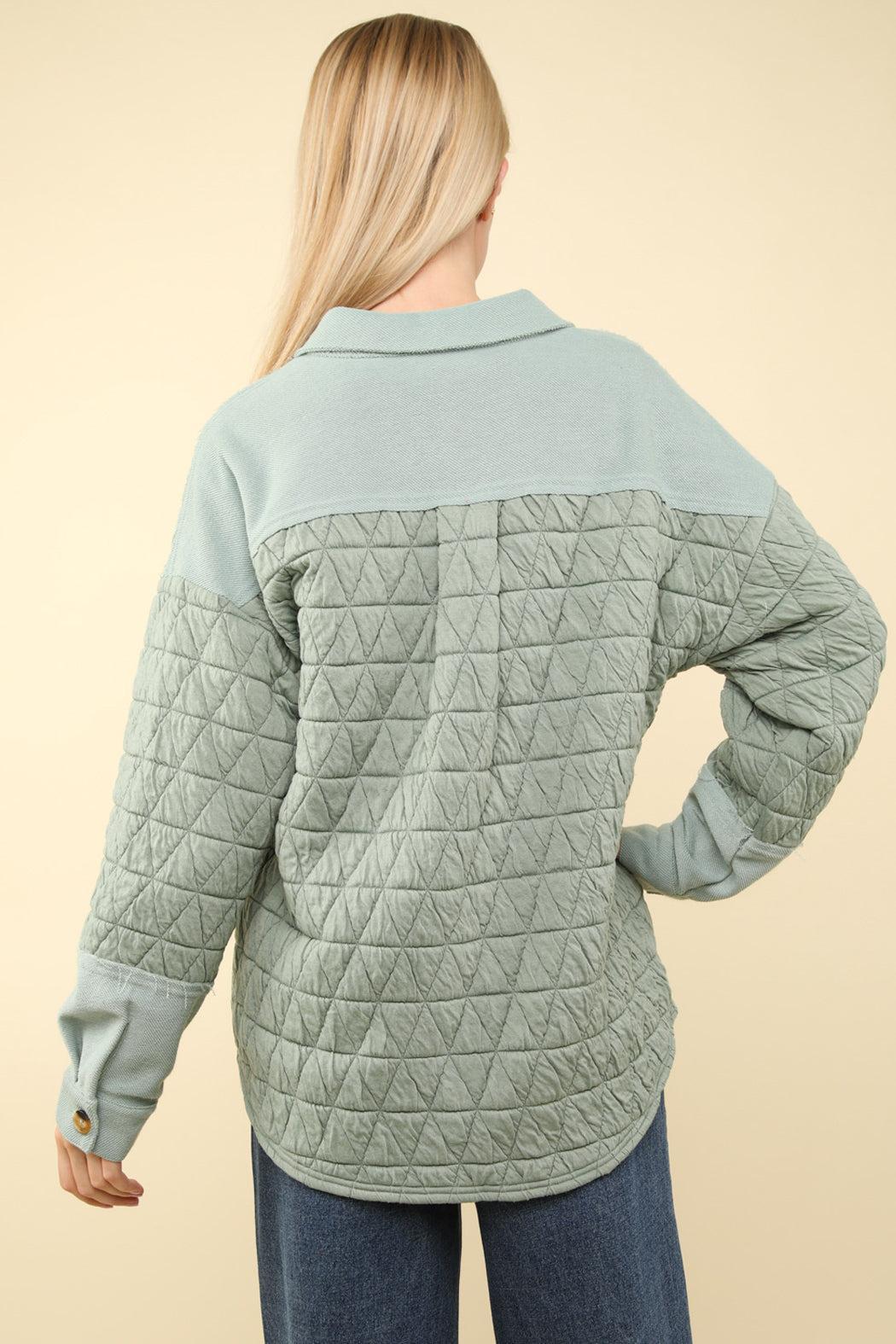 Sage Quilted Shacket Product Image