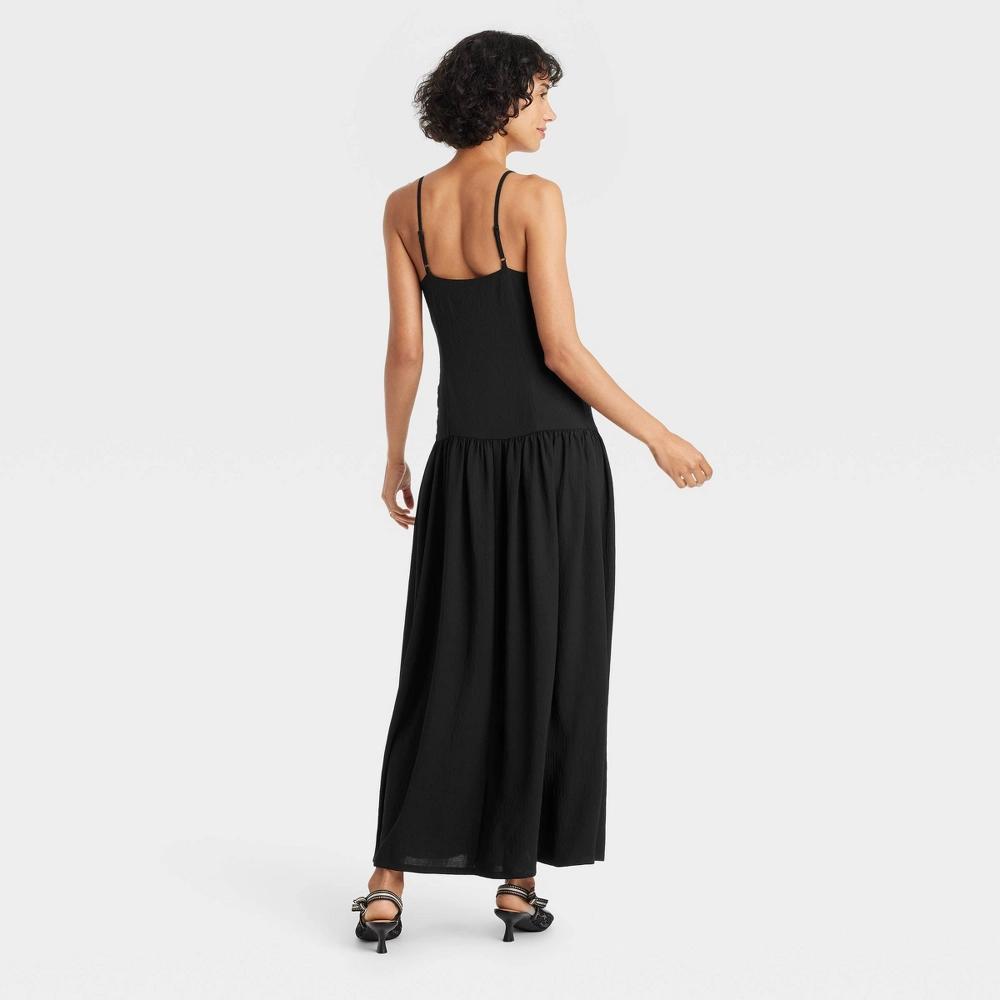 Women's Maxi Drop Waist Dress - A New Day™ Black L Product Image
