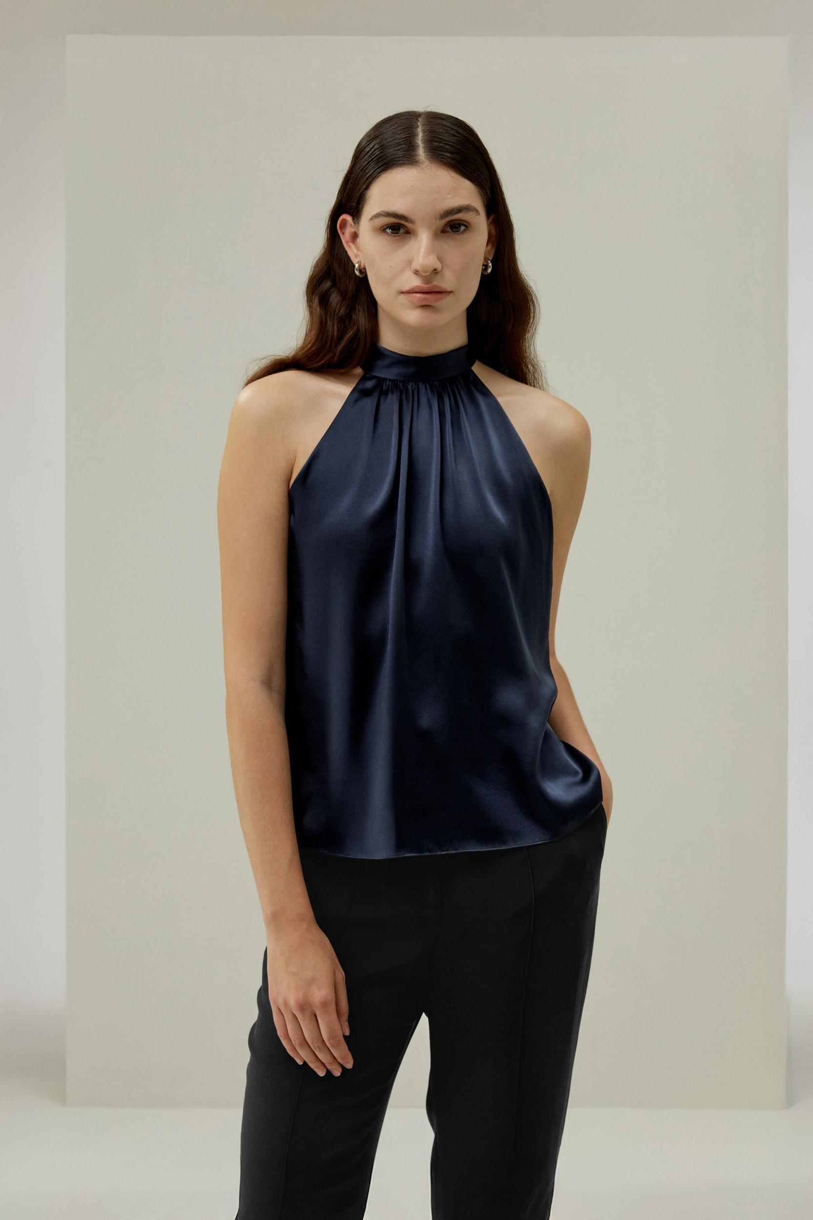 Minimalistic Allure Silk Halter Top Product Image